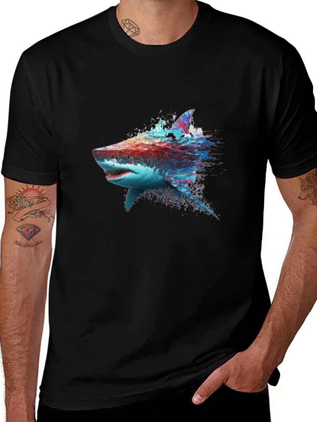Shark Graphic Tee - Abstract Ocean Predator Design