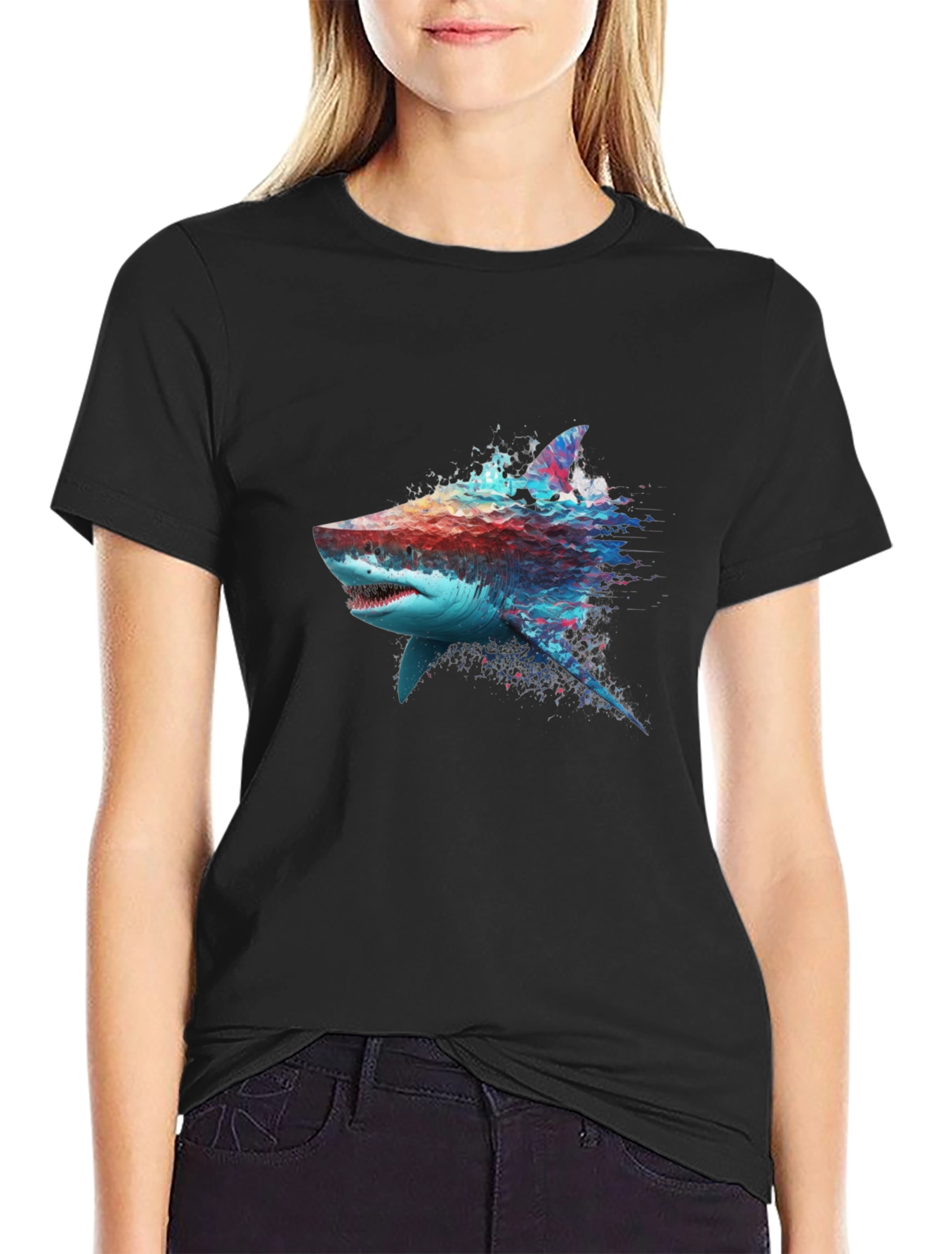 Shark Graphic Tee - Abstract Ocean Predator Design