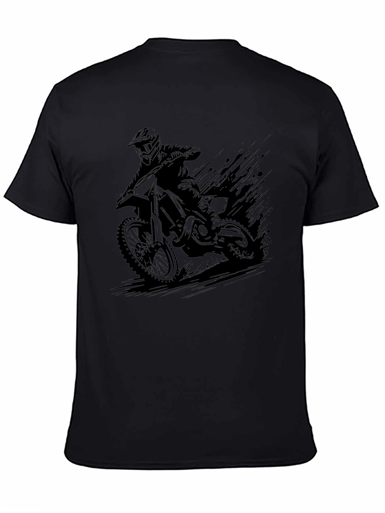 Mens Black Motocross Rider Graphic Tee
