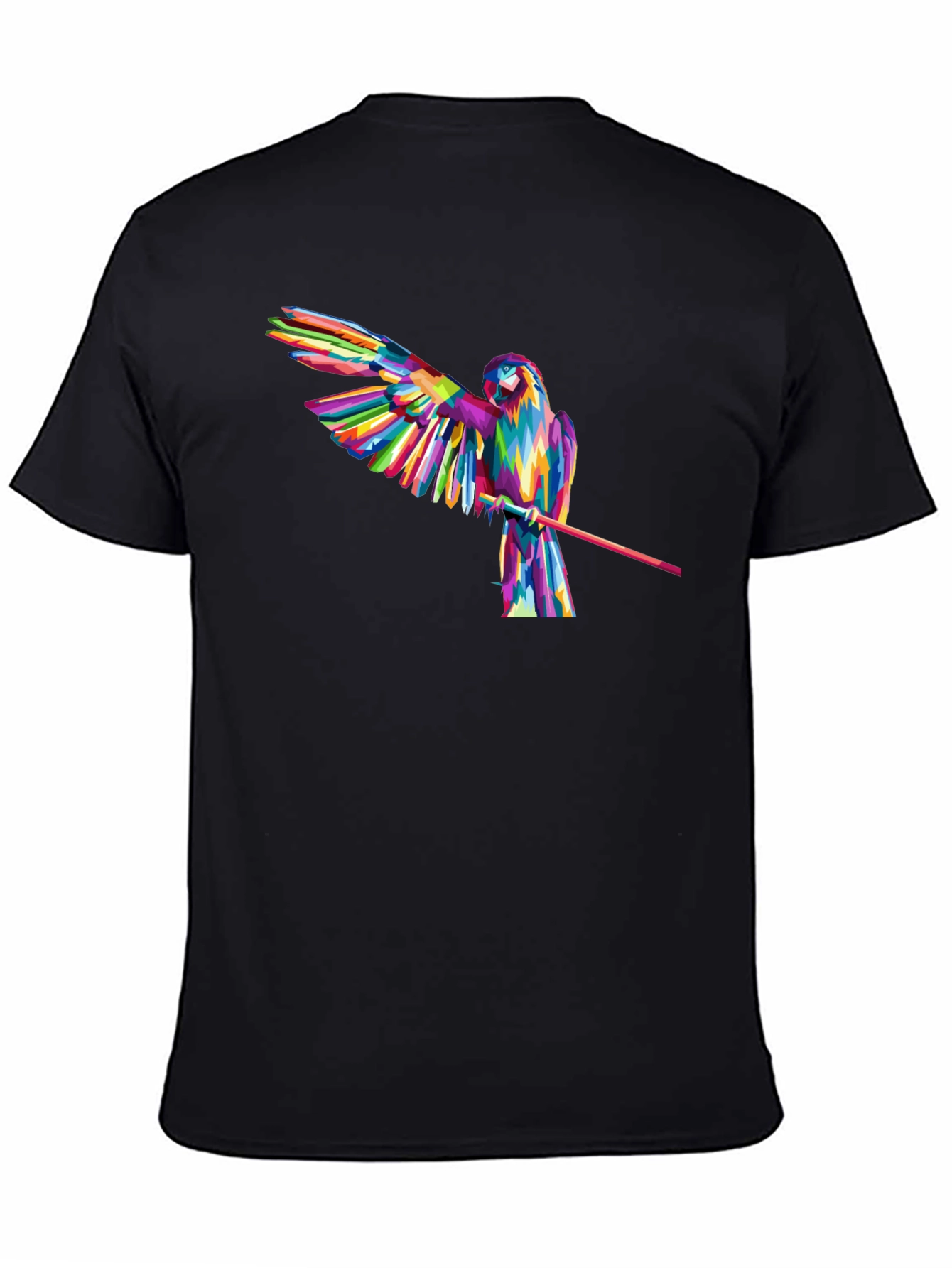 Vibrant Parrot Graphic Tee - Mens Black T-Shirt