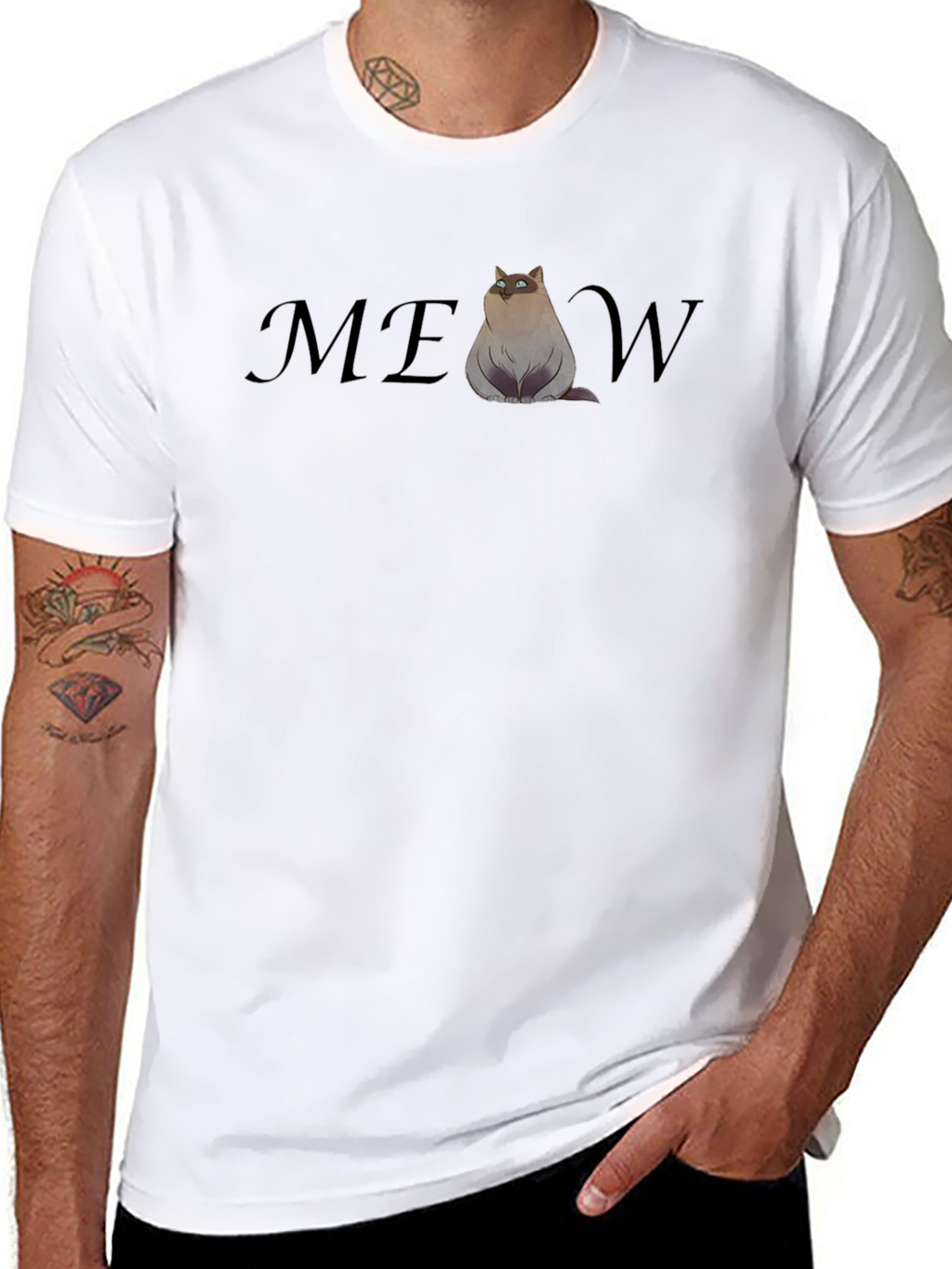 Funny Cat MEOW T-Shirt - Cool Graphic Tee