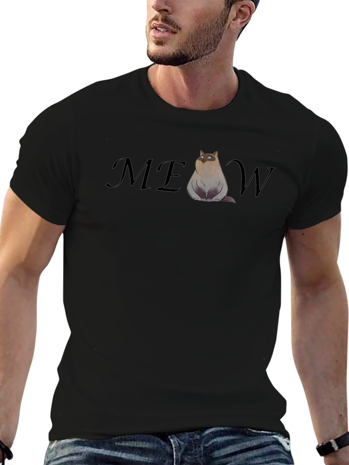 Funny Cat MEOW T-Shirt - Cool Graphic Tee