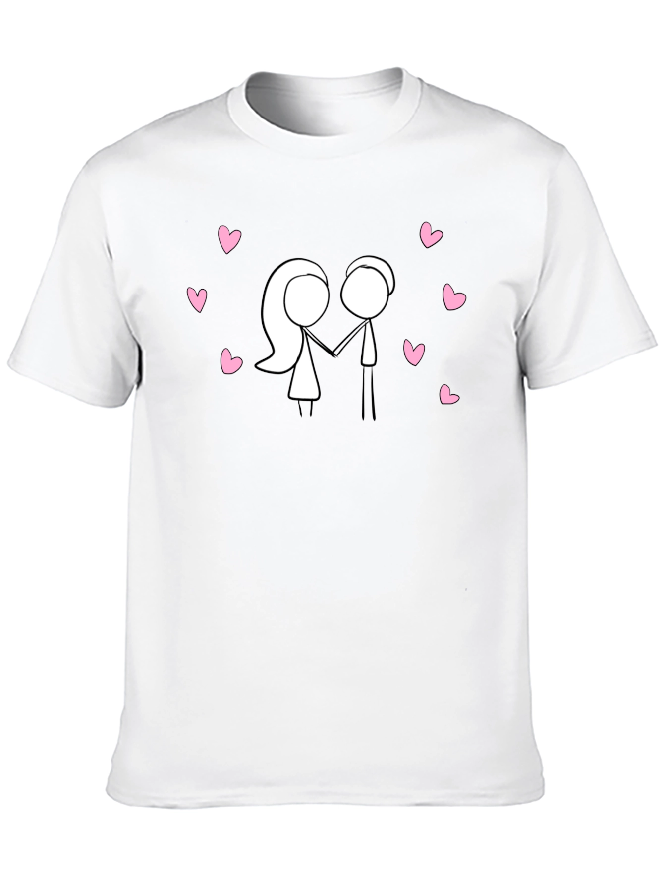 Stick Figure Couple in Love Black T-Shirt