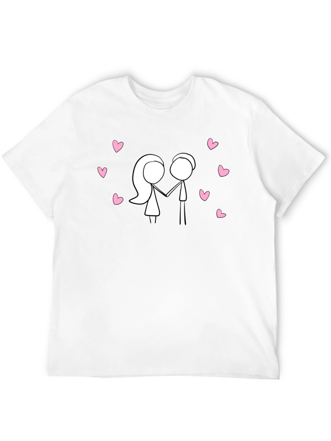 Stick Figure Couple in Love Black T-Shirt