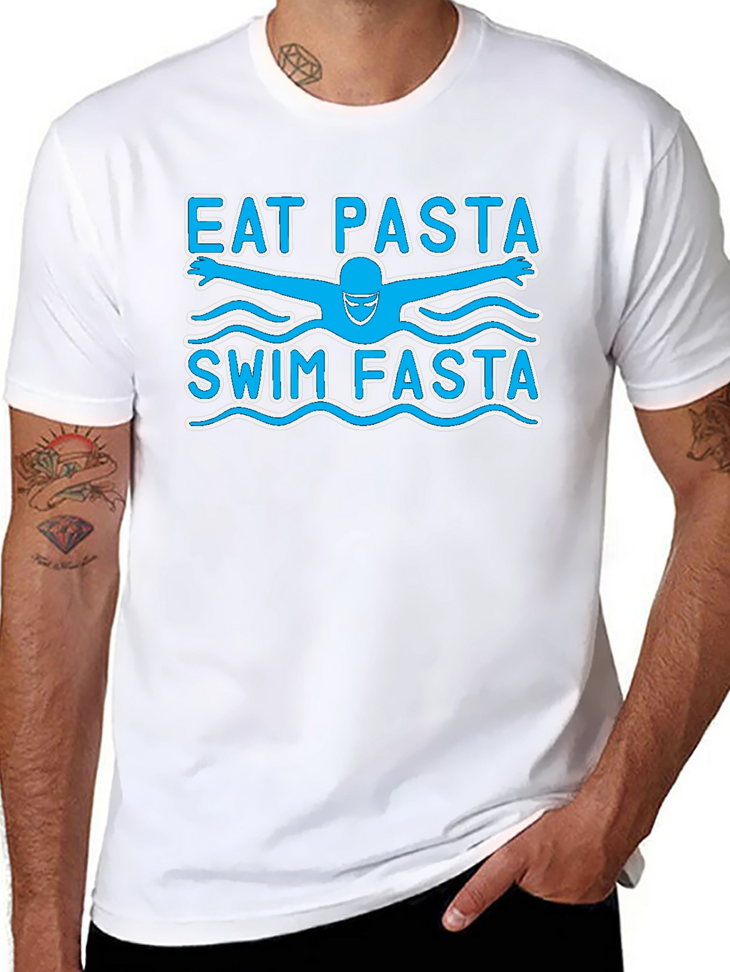 Eat Pasta Swim Fasta Funny Swimmer T-Shirt