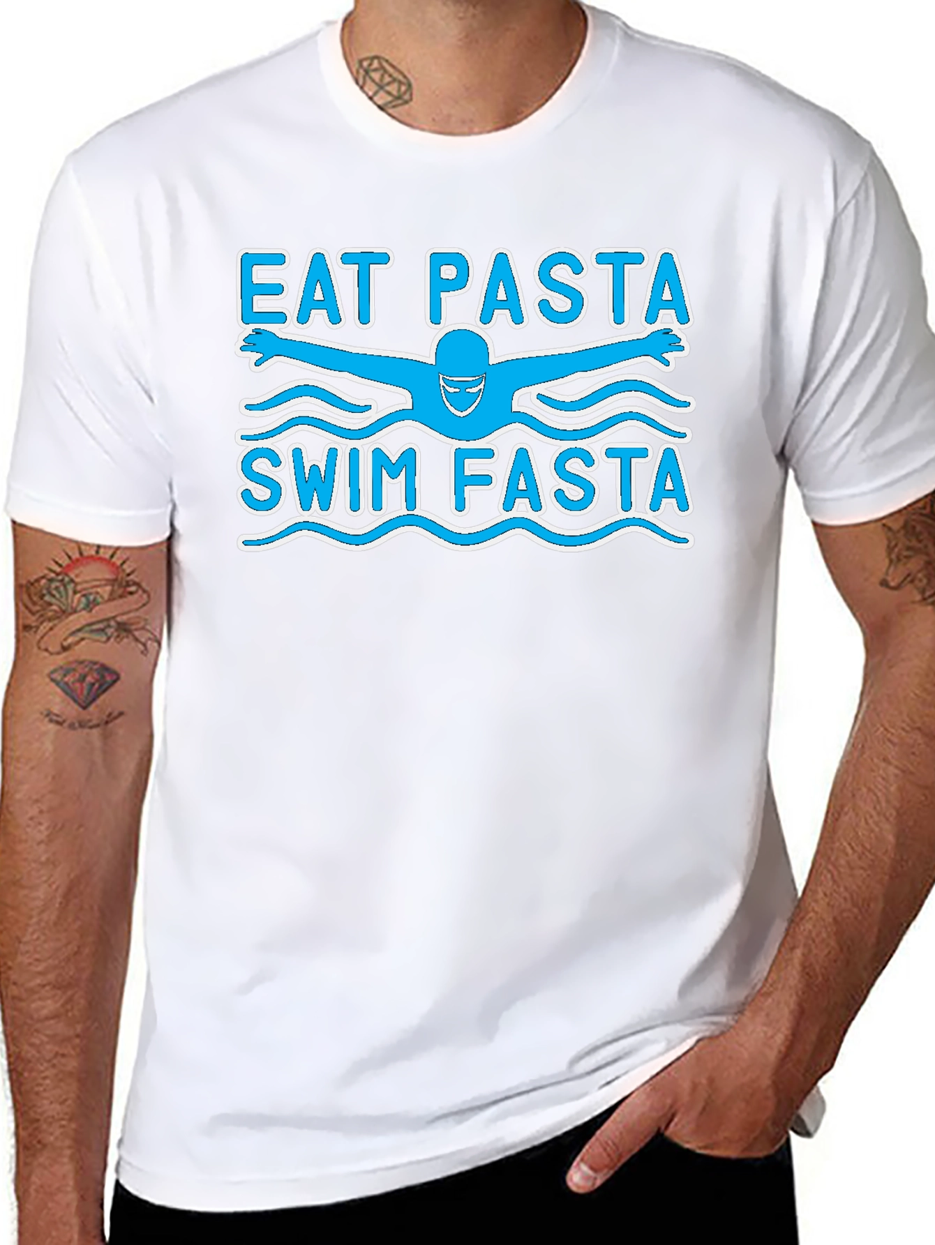 Eat Pasta Swim Fasta Funny Swimmer T-Shirt