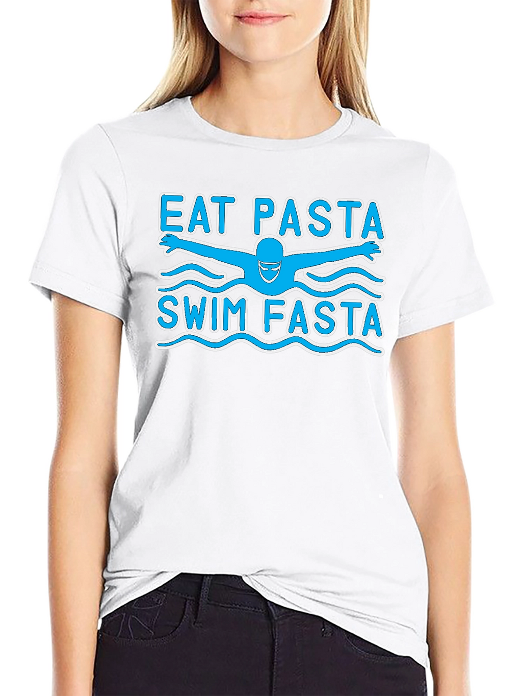 Eat Pasta Swim Fasta Funny Swimmer T-Shirt
