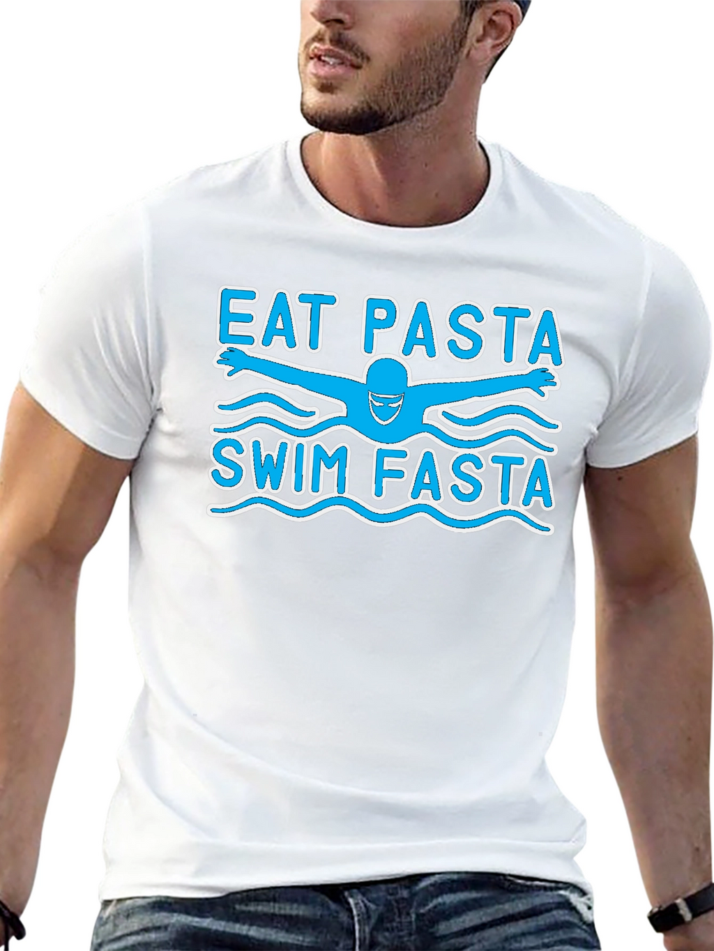 Eat Pasta Swim Fasta Funny Swimmer T-Shirt