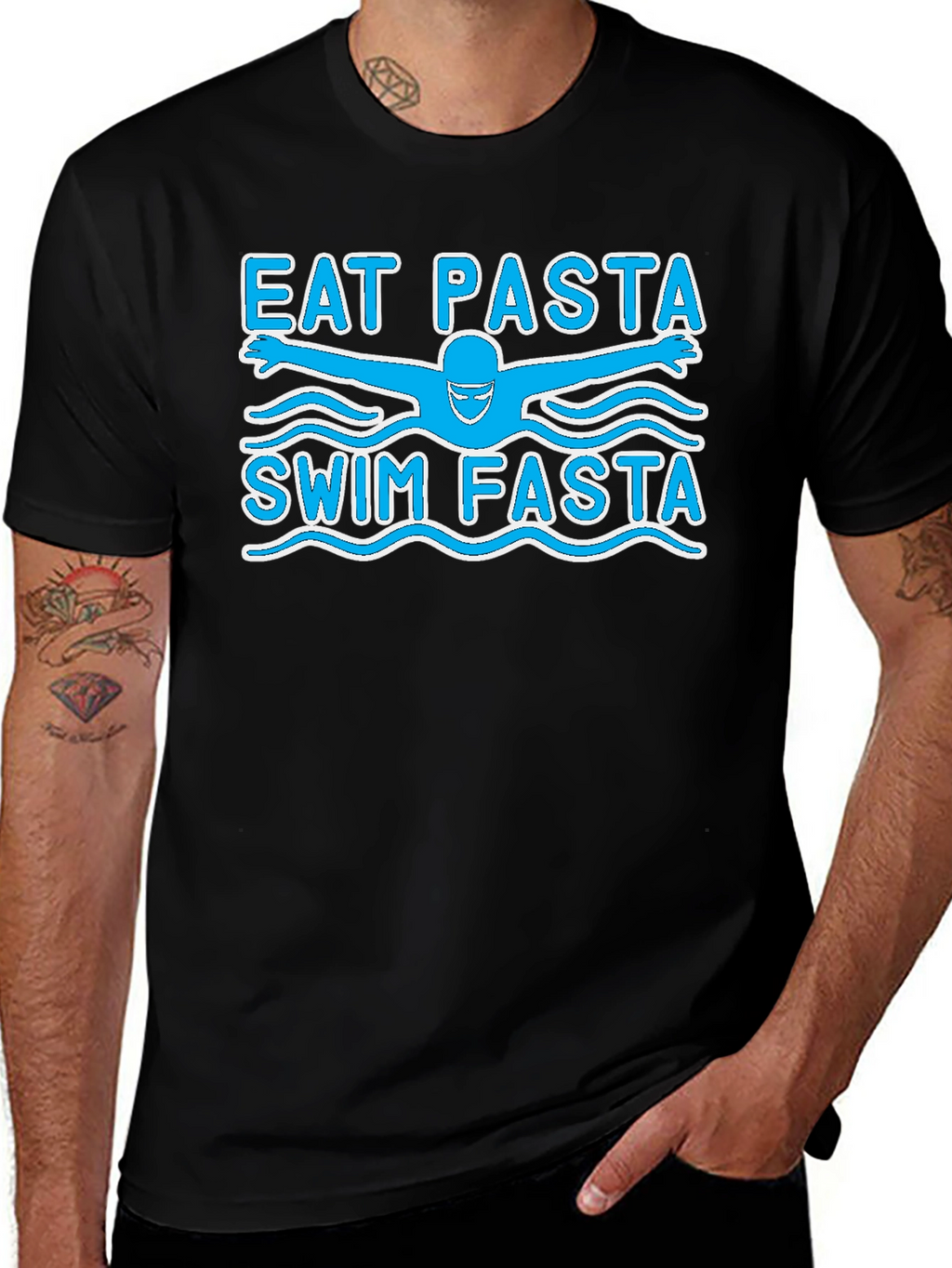 Eat Pasta Swim Fasta Funny Swimmer T-Shirt