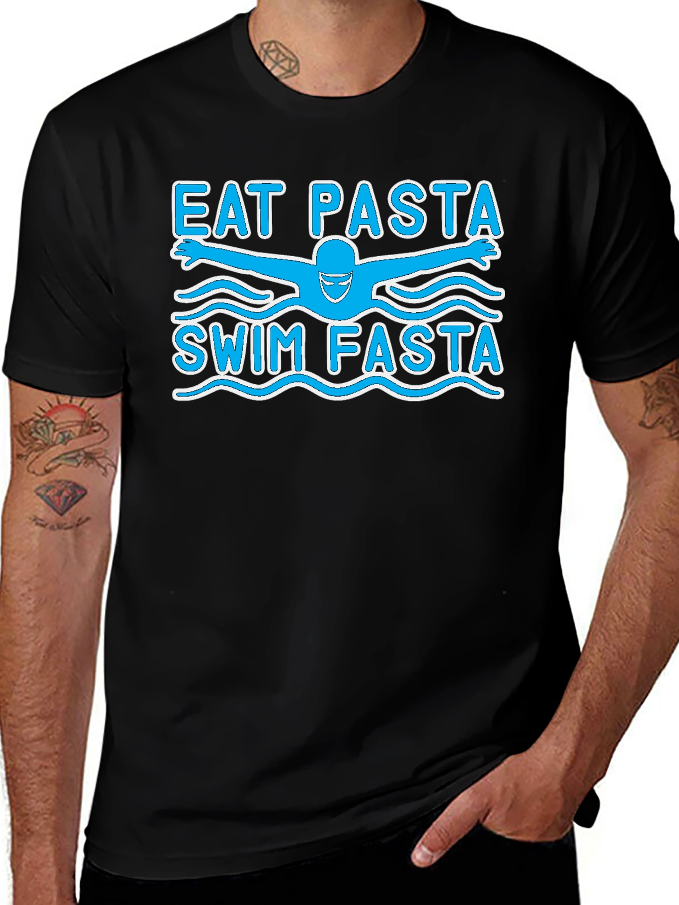 Eat Pasta Swim Fasta Funny Swimmer T-Shirt