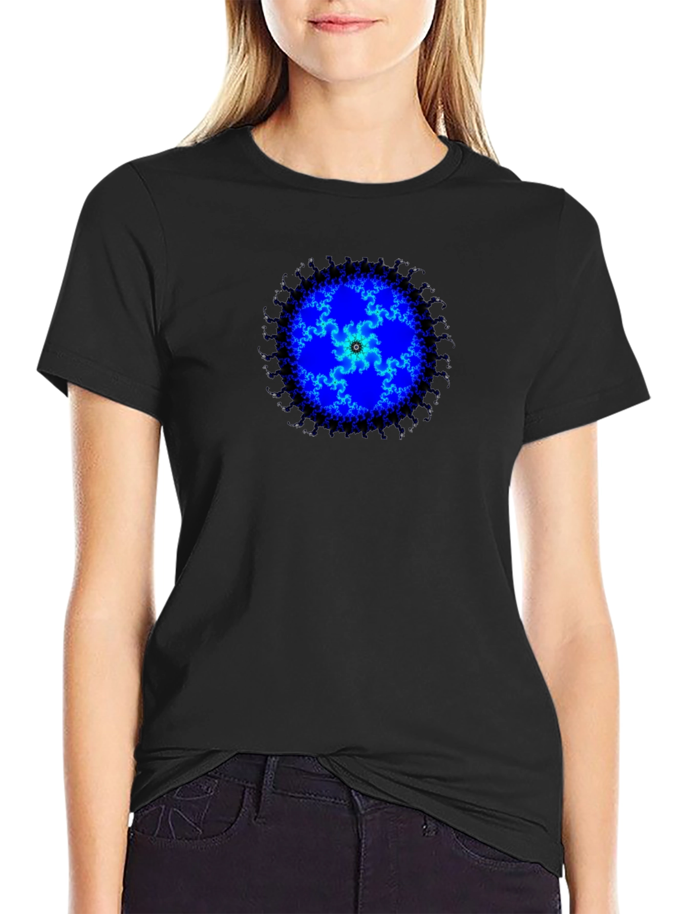Fractal Blue Mandala Graphic Tee