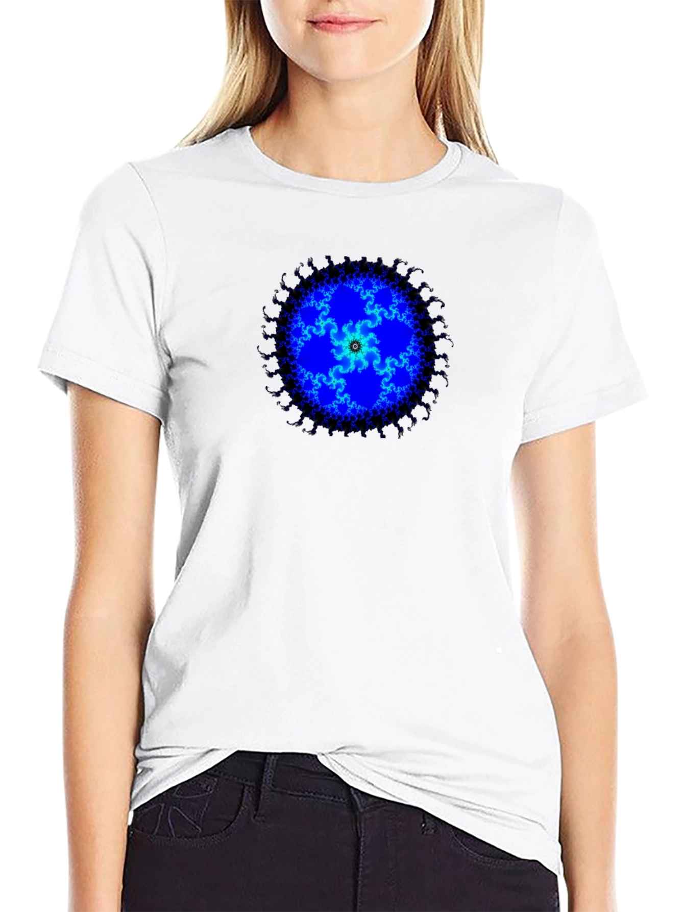 Fractal Blue Mandala Graphic Tee