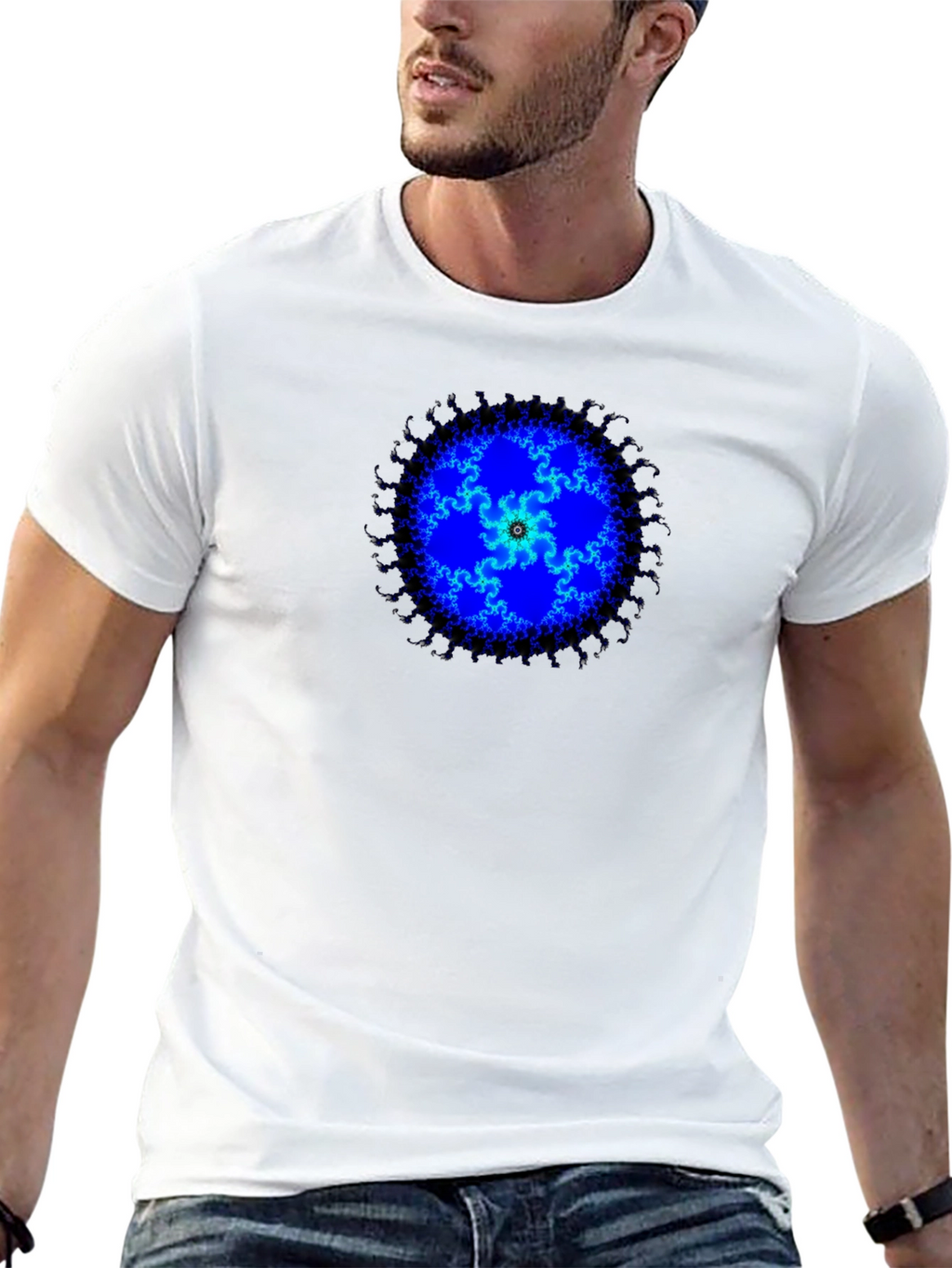 Fractal Blue Mandala Graphic Tee