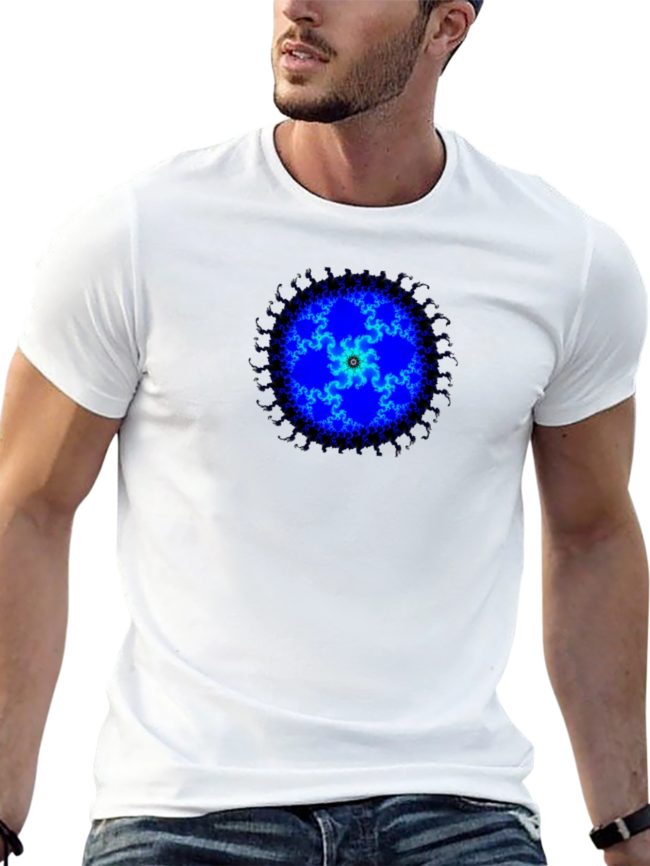 Fractal Blue Mandala Graphic Tee
