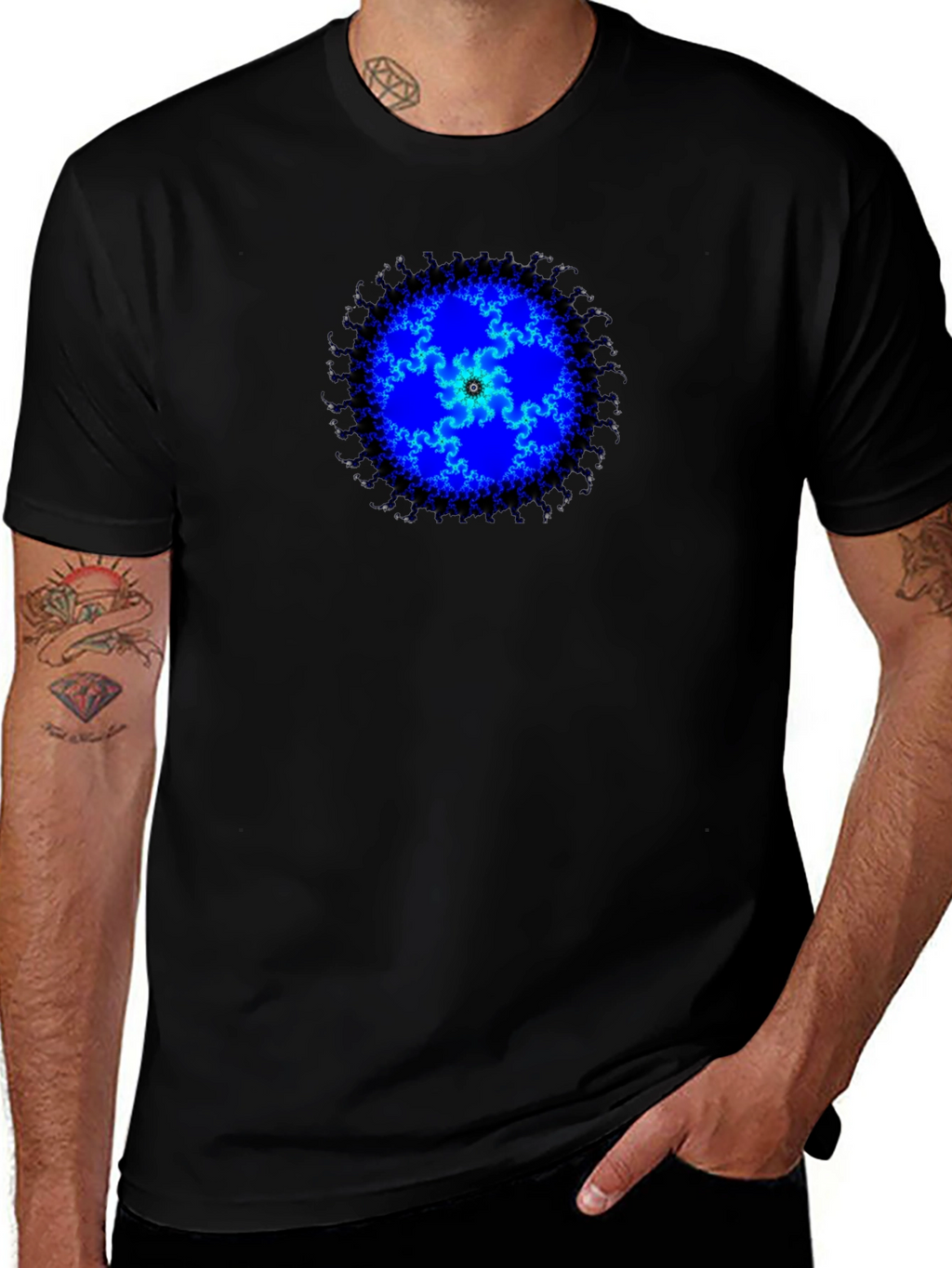 Fractal Blue Mandala Graphic Tee