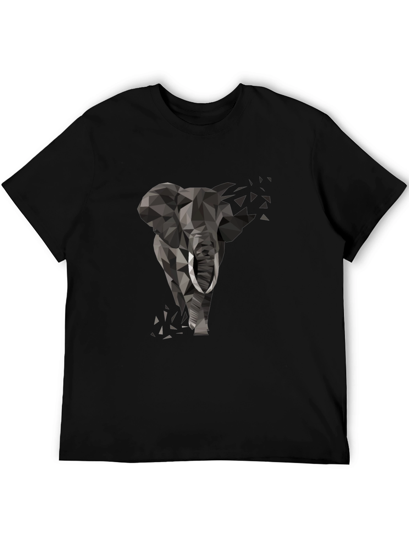 Geometric Elephant Black T-Shirt