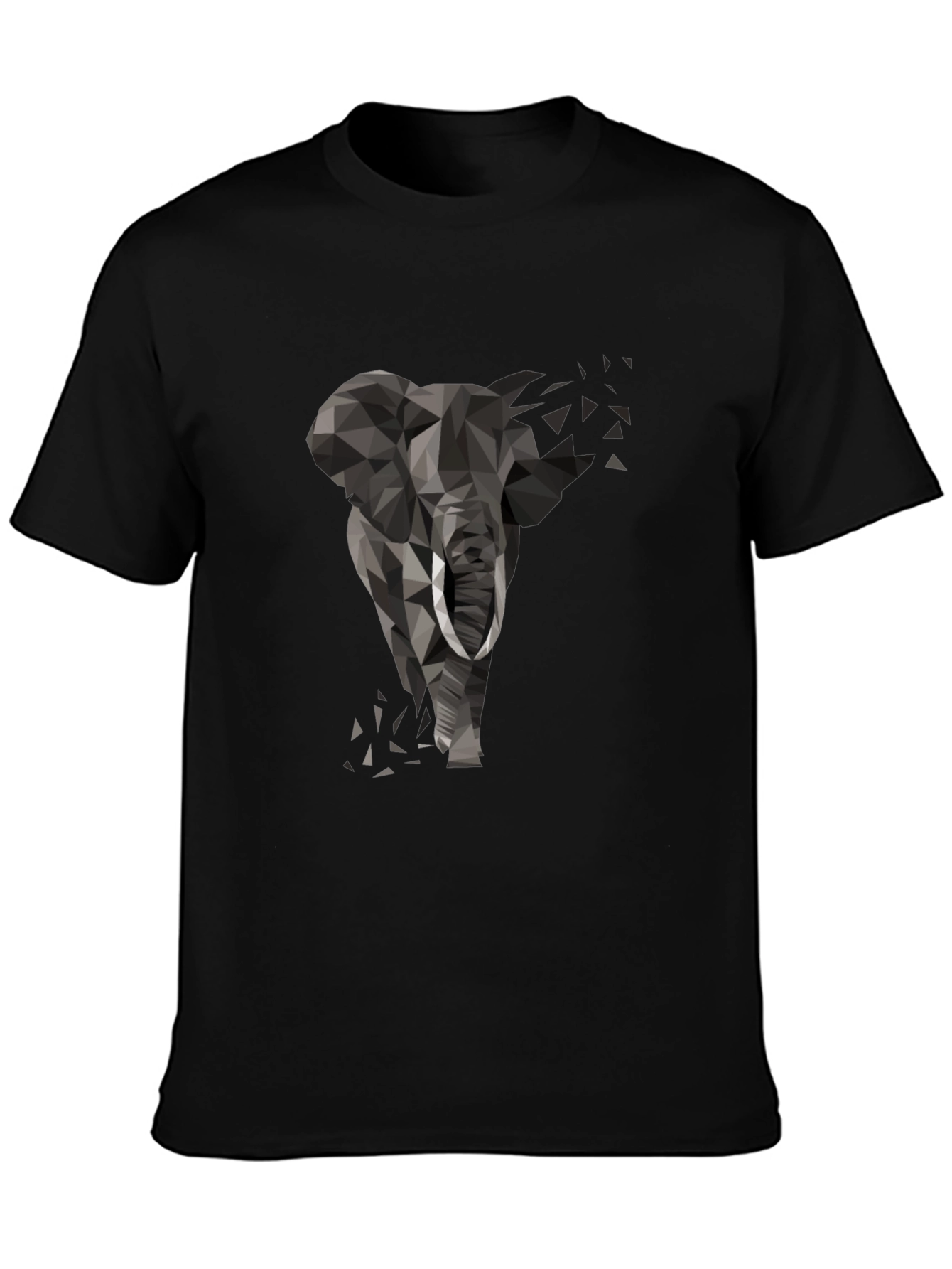 Geometric Elephant Black T-Shirt
