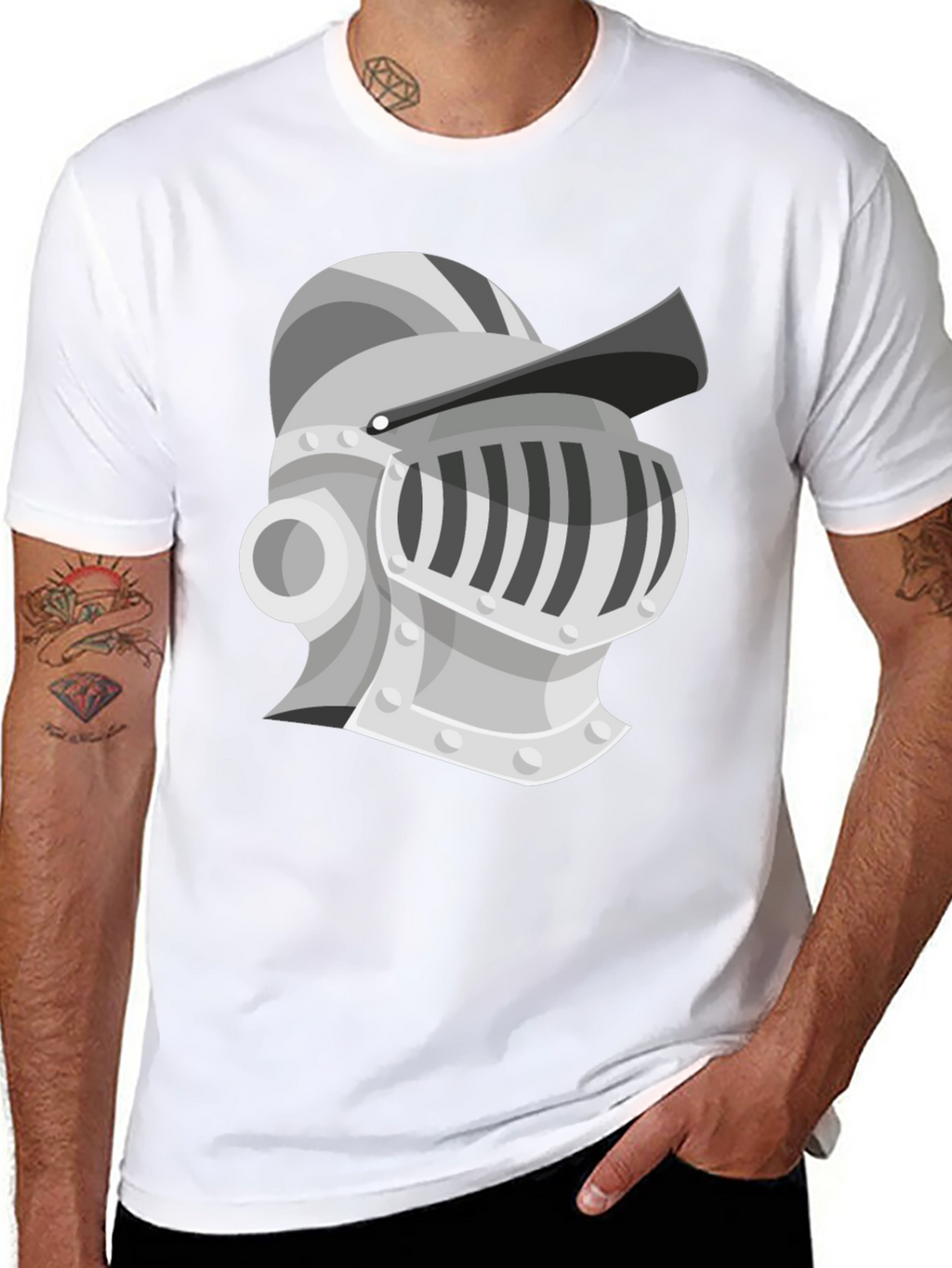 Knight Helmet Graphic Tee - Medieval Style