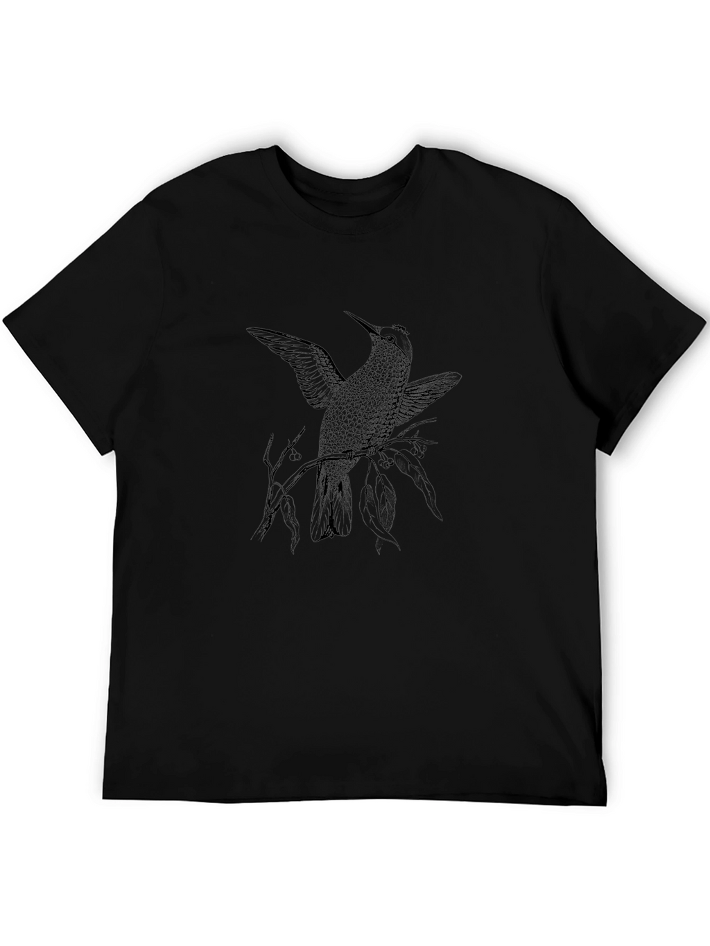 Black T-Shirt with Hummingbird Graphic