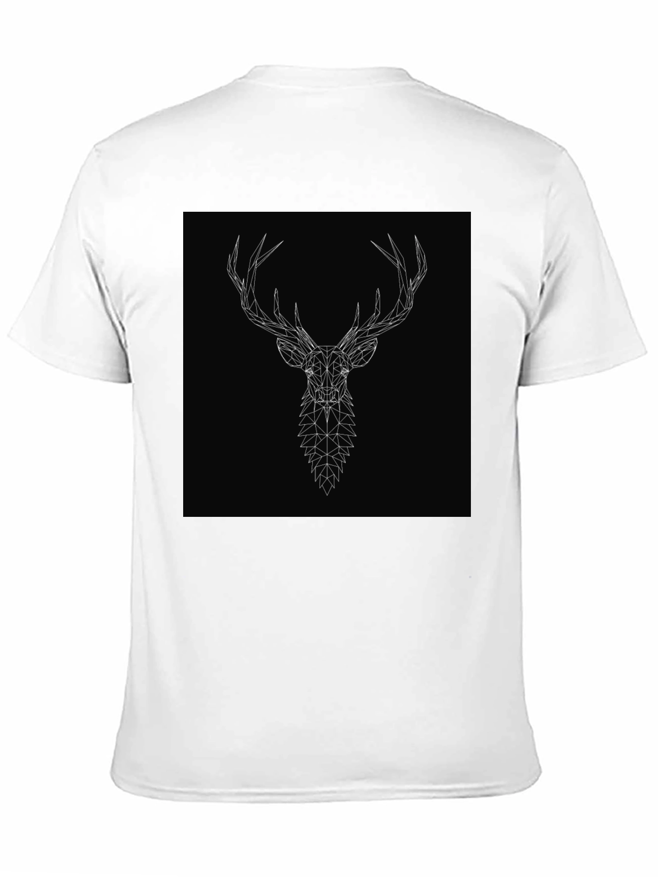 Geometric Deer Head Graphic Tee - Black