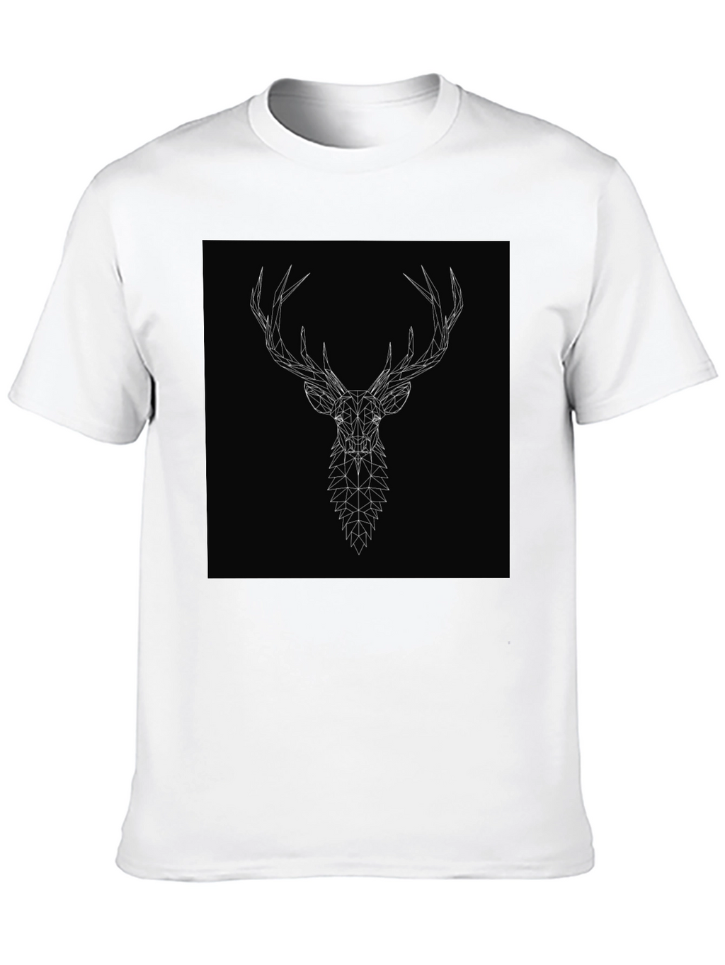 Geometric Deer Head Graphic Tee - Black