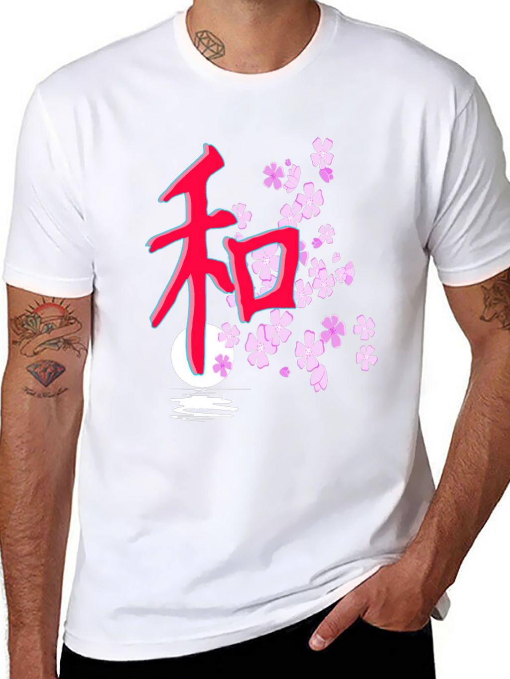 Japanese Cherry Blossom Peace Sign T-Shirt