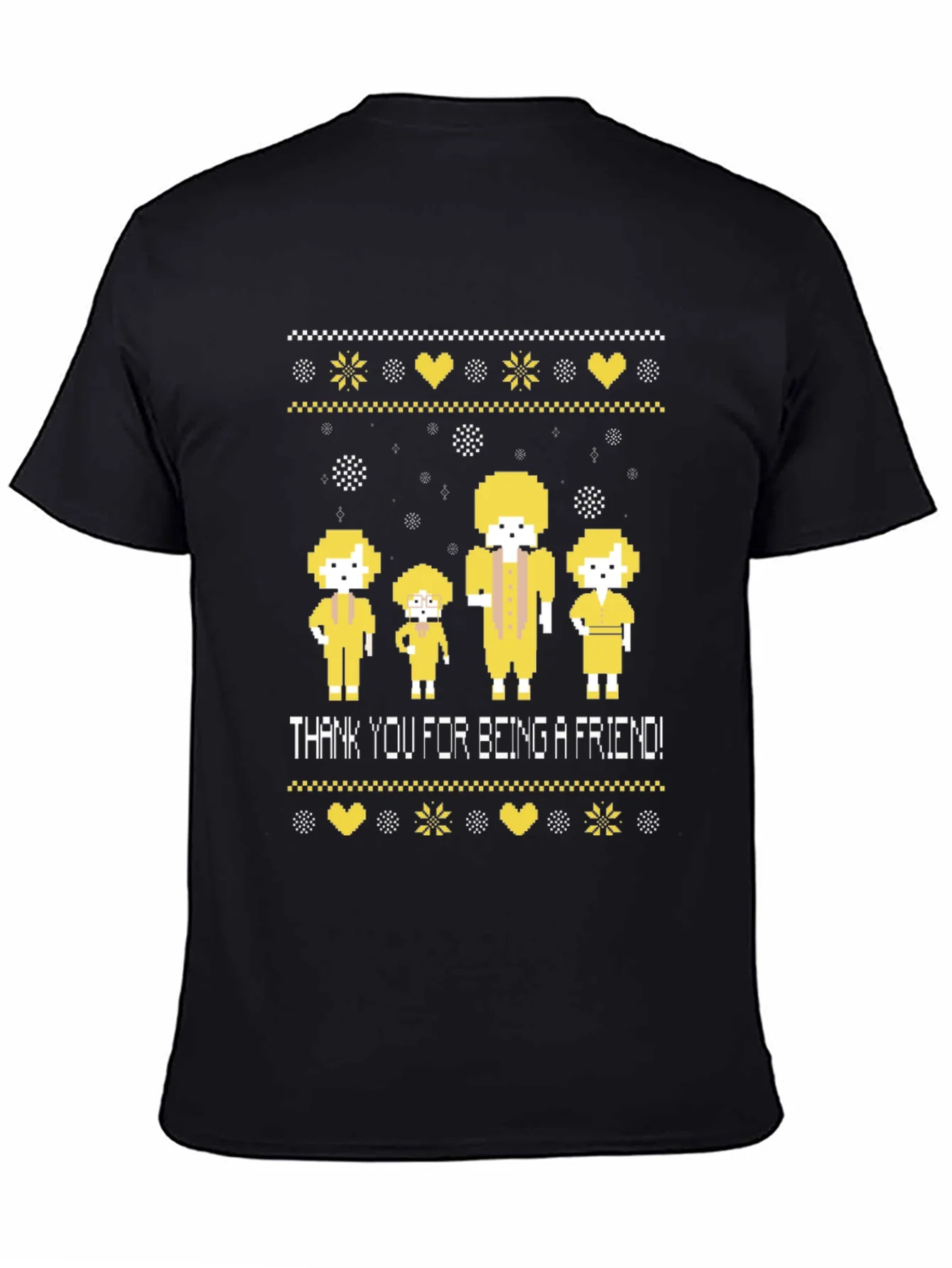 Golden Girls Pixel Art Thank You For Being A Friend Black Tee
