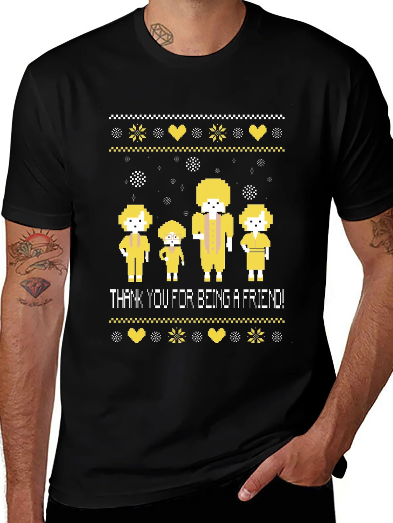 Golden Girls Pixel Art Thank You For Being A Friend Black Tee