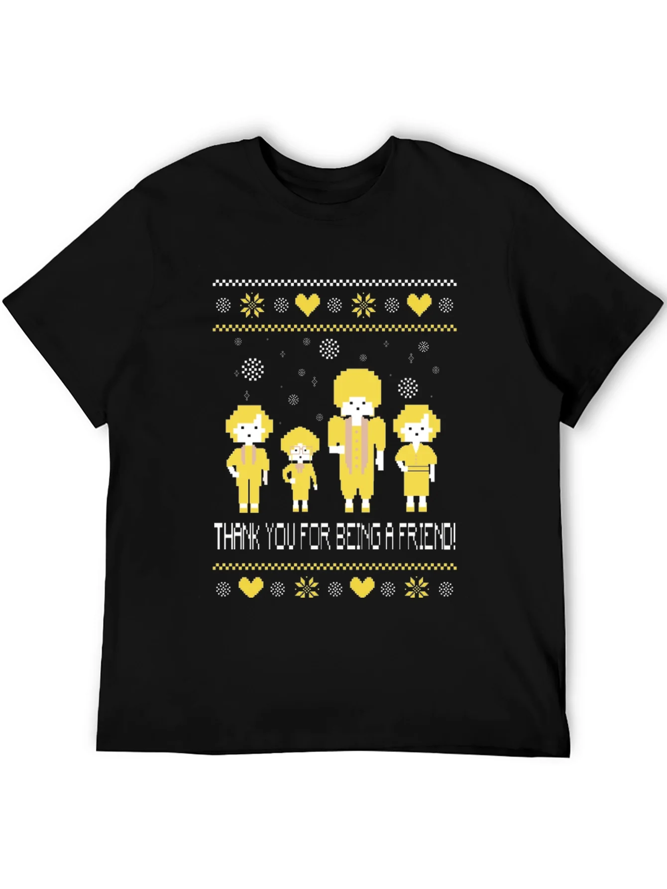 Golden Girls Pixel Art Thank You For Being A Friend Black Tee
