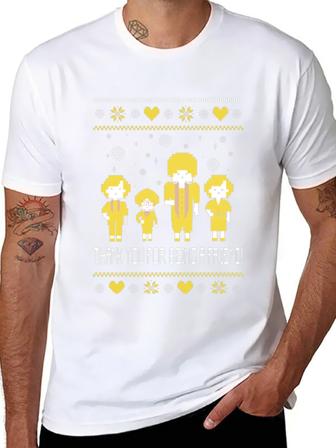 Golden Girls Pixel Art Thank You For Being A Friend Black Tee