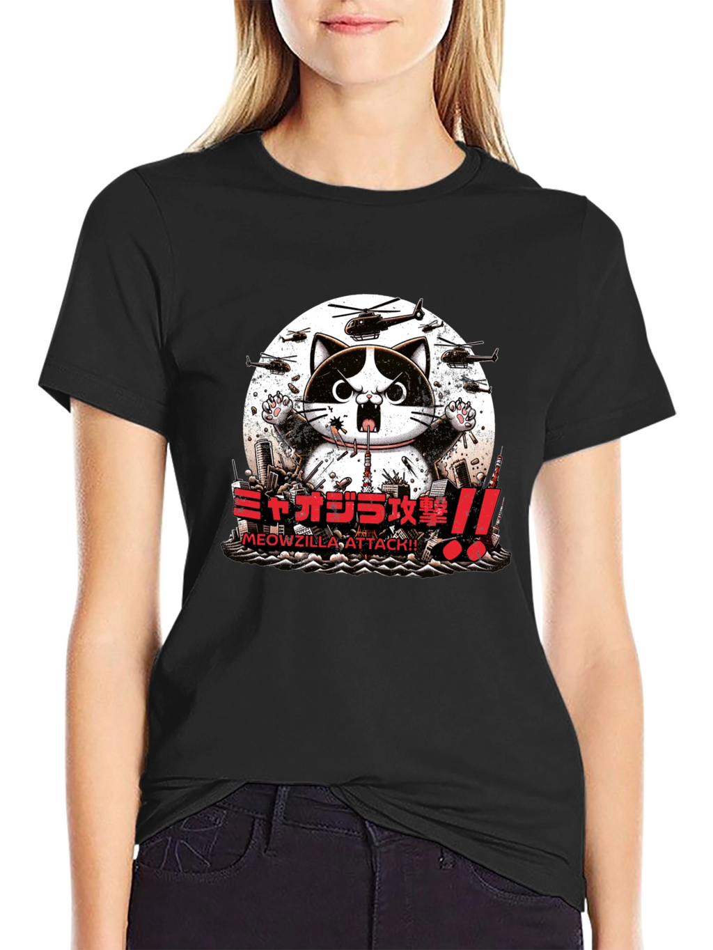 Meowzilla Attack Graphic Tee