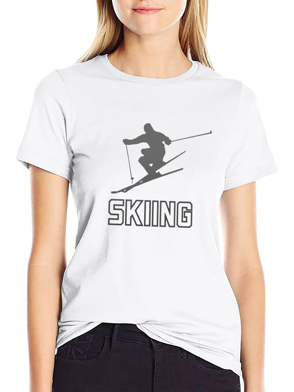 Skiing Graphic Print T-Shirt - Stylish Sportswear Tee