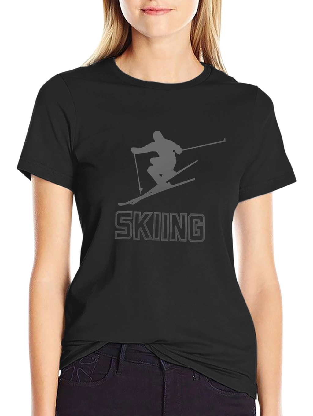 Skiing Graphic Print T-Shirt - Stylish Sportswear Tee