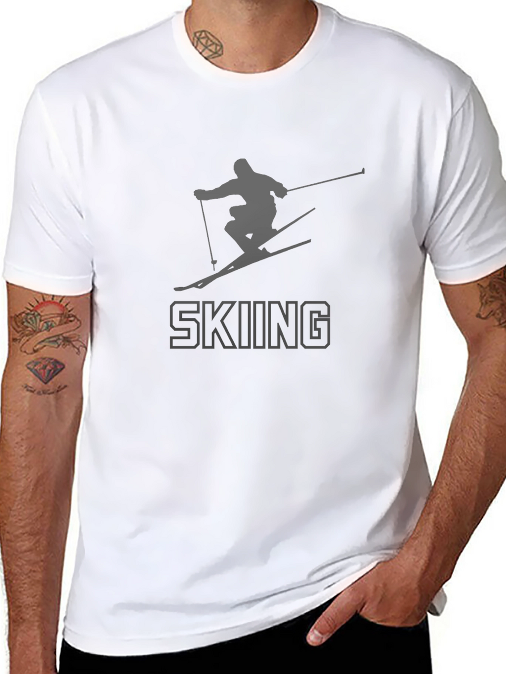Skiing Graphic Print T-Shirt - Stylish Sportswear Tee