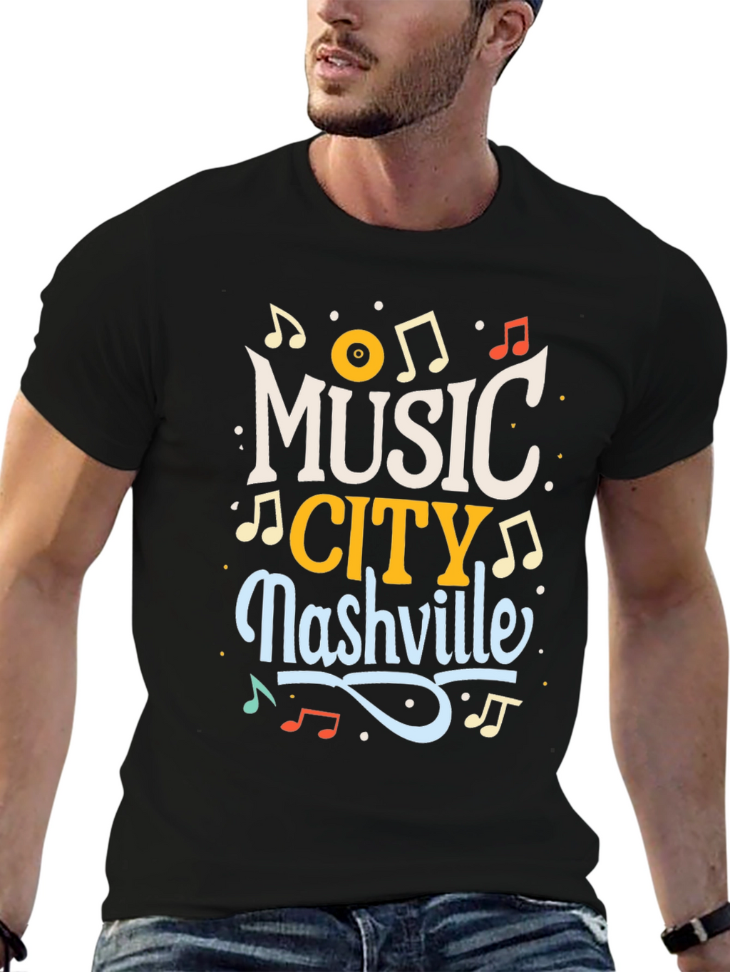 Music City Nashville Black T-Shirt