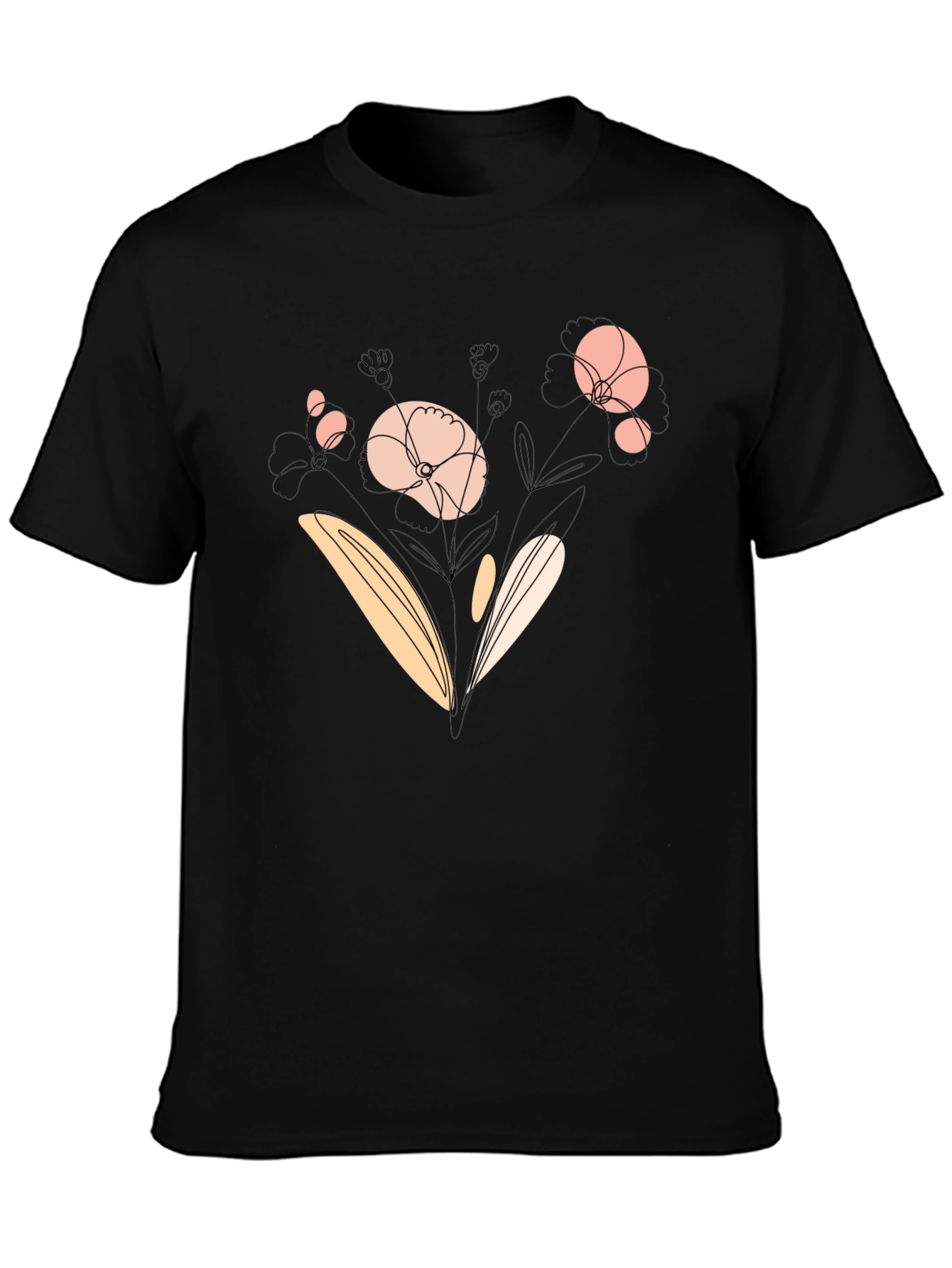 Floral Graphic Black T-Shirt