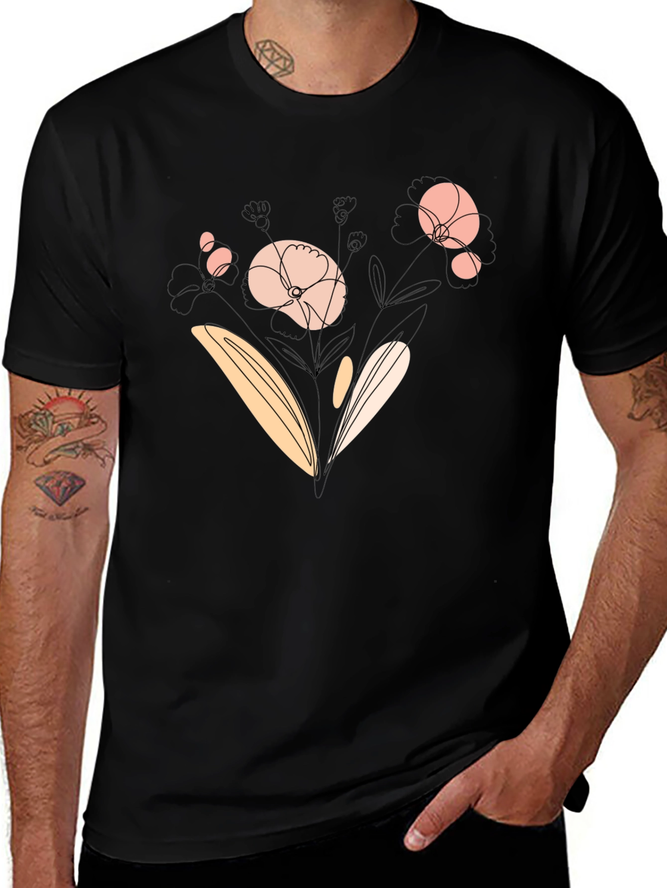 Floral Graphic Black T-Shirt