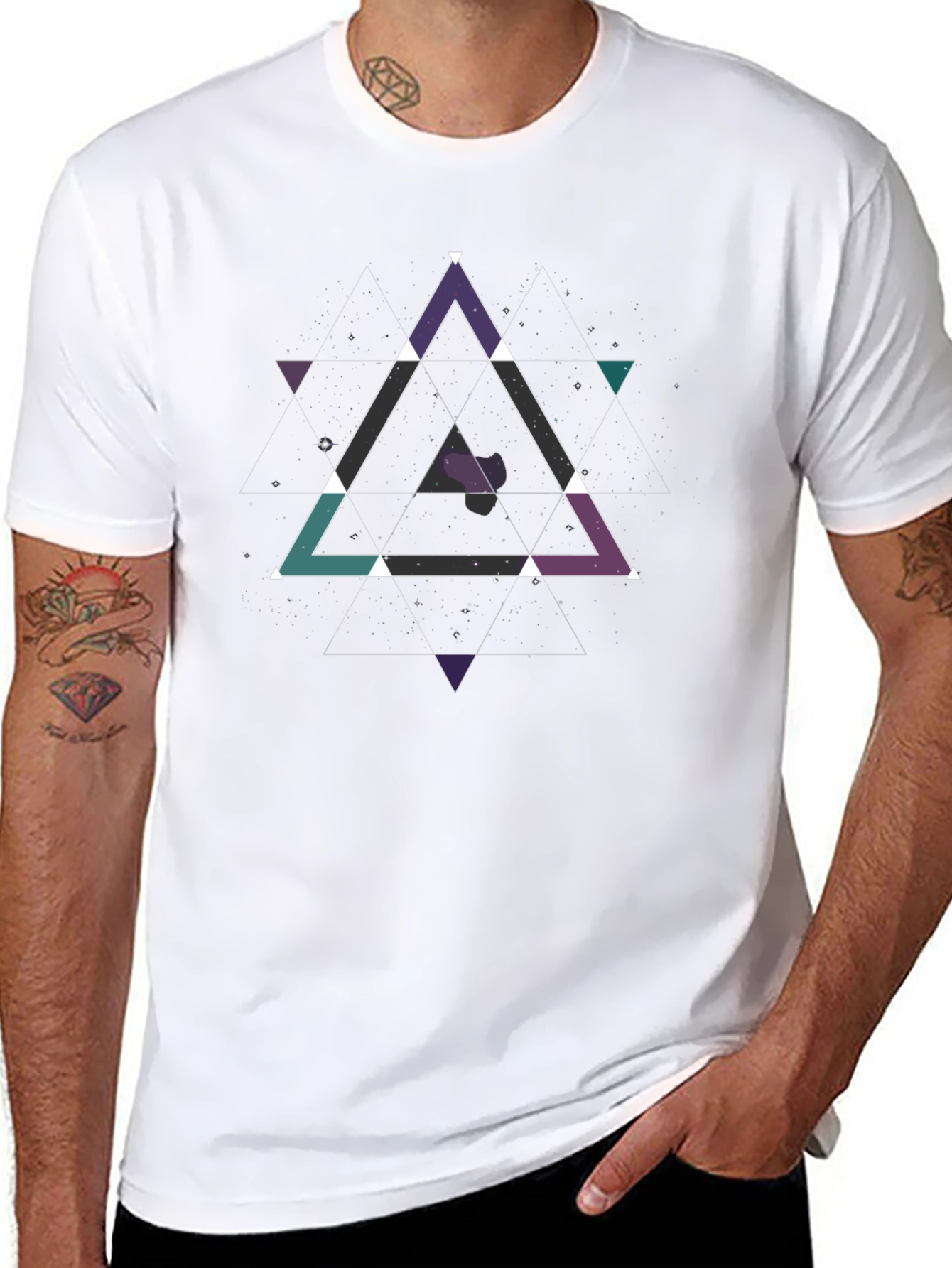 Geometric Galaxy Triangle T-Shirt