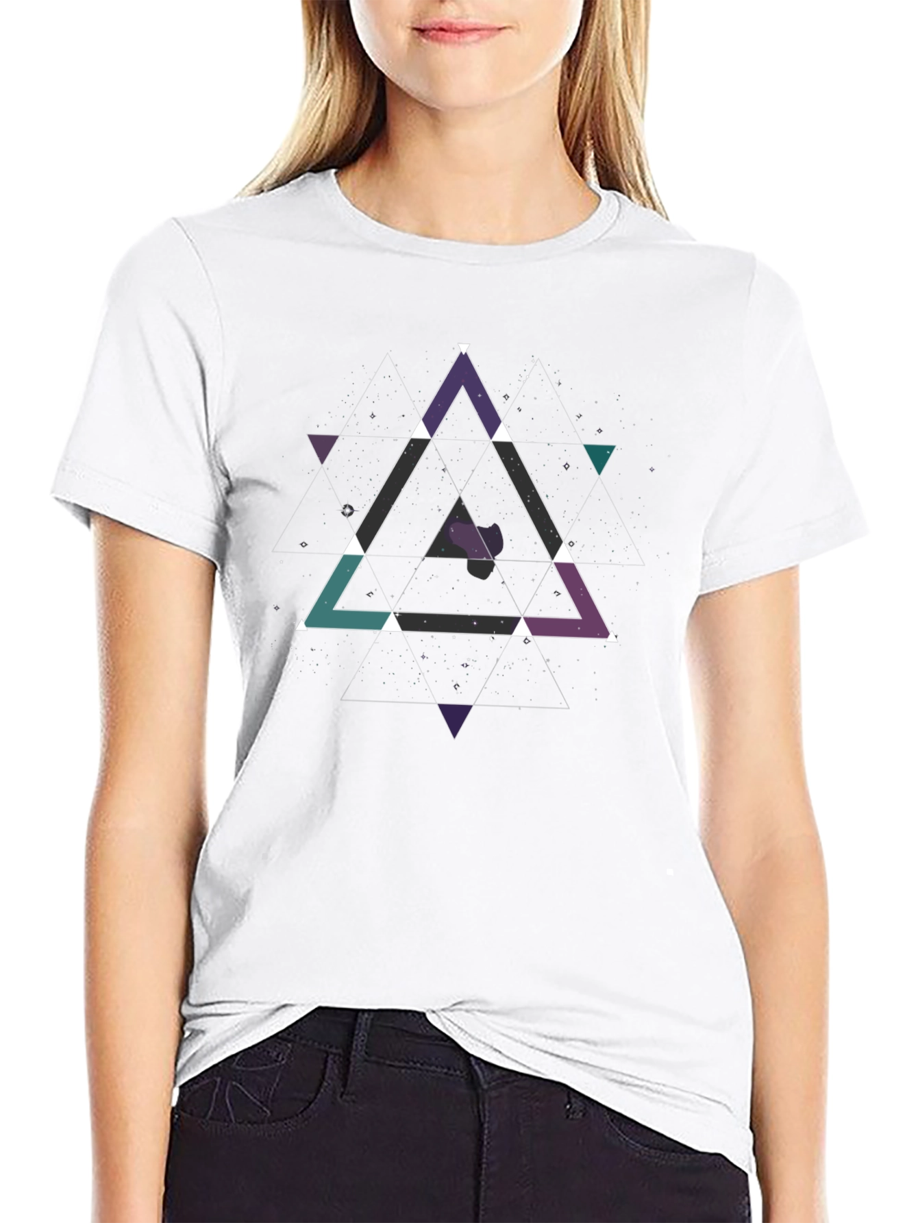 Geometric Galaxy Triangle T-Shirt