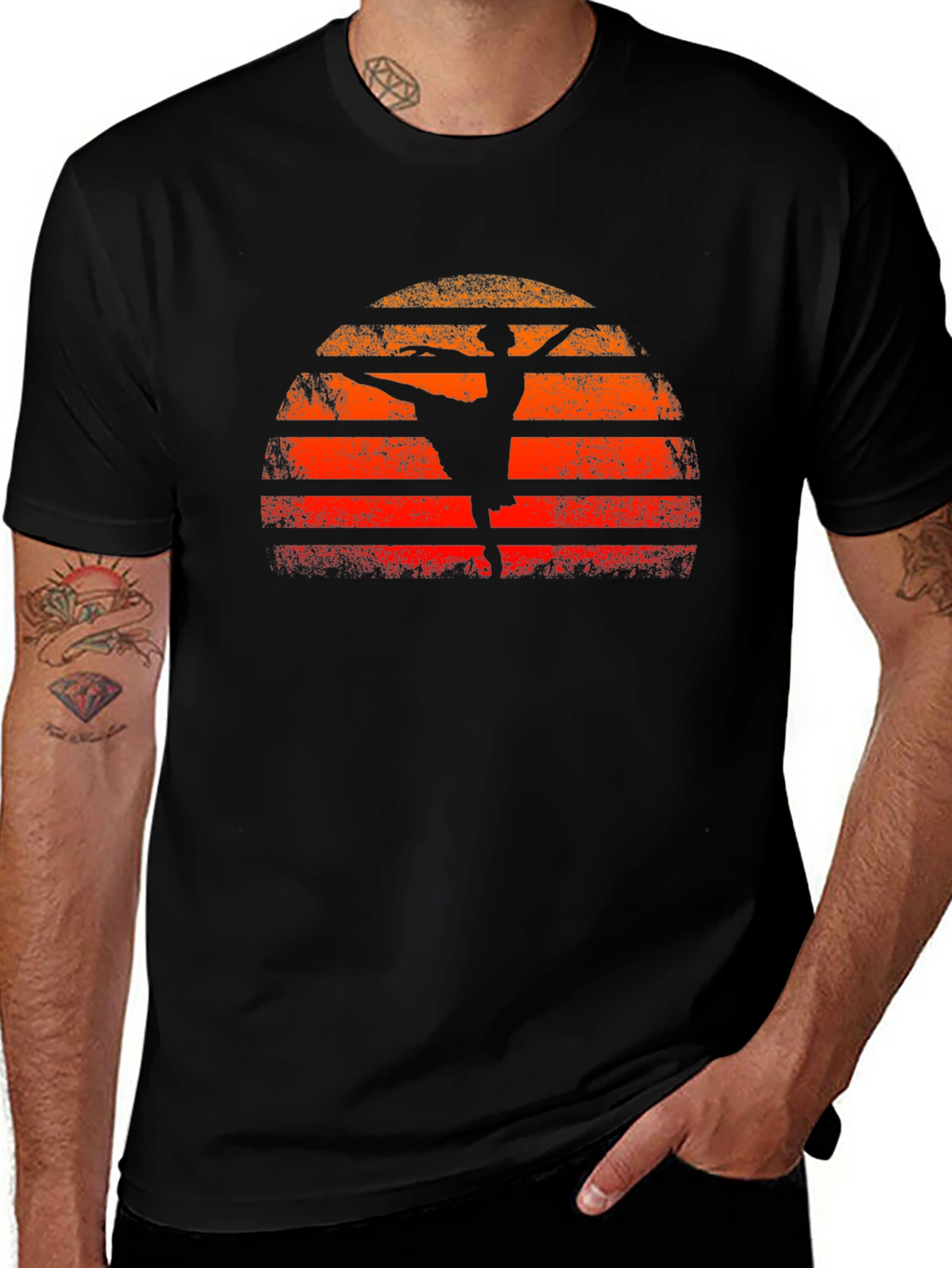 Sunset Ballerina Graphic Tee - Retro Style