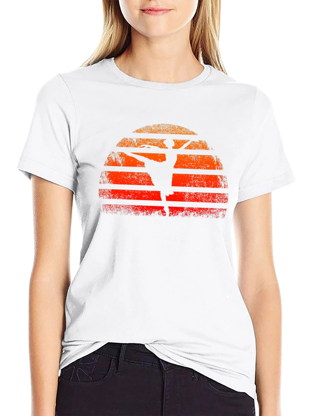Sunset Ballerina Graphic Tee - Retro Style