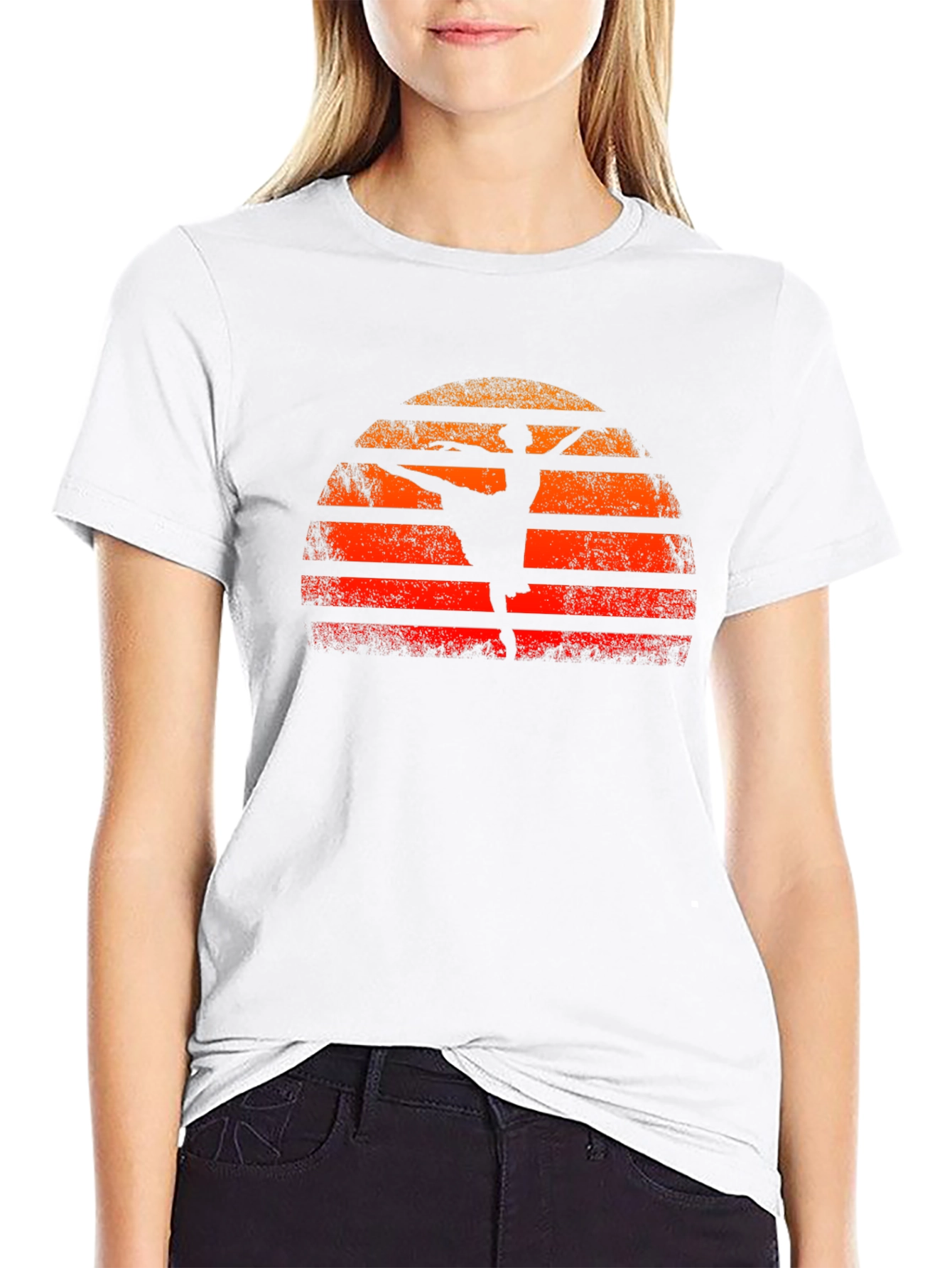 Sunset Ballerina Graphic Tee - Retro Style
