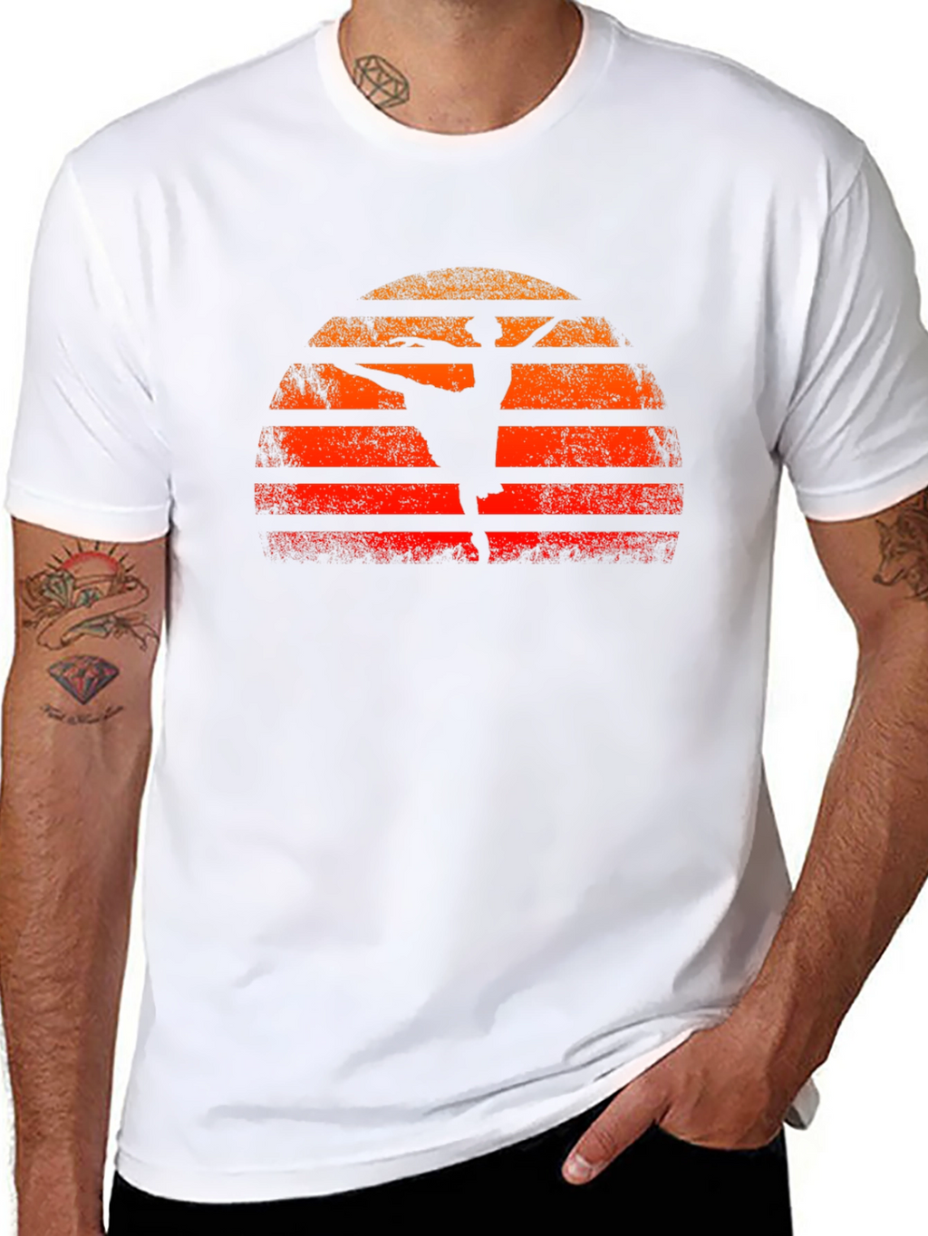 Sunset Ballerina Graphic Tee - Retro Style