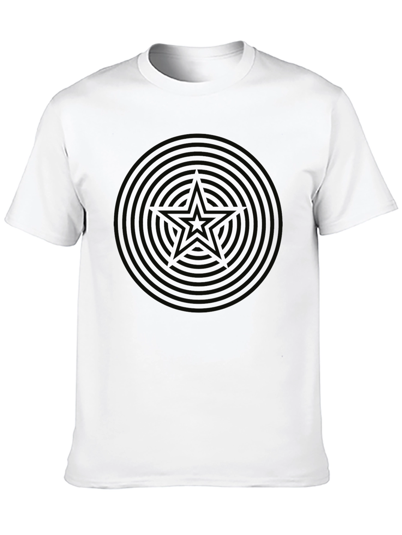 Mens Black Star Circle Graphic T-Shirt