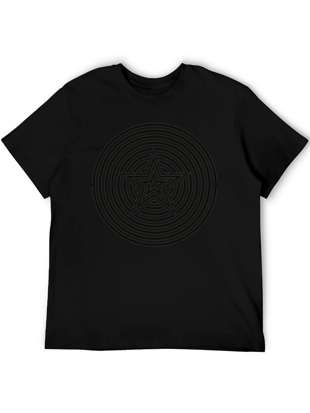 Mens Black Star Circle Graphic T-Shirt