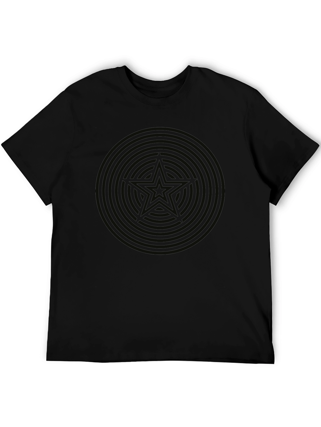 Mens Black Star Circle Graphic T-Shirt