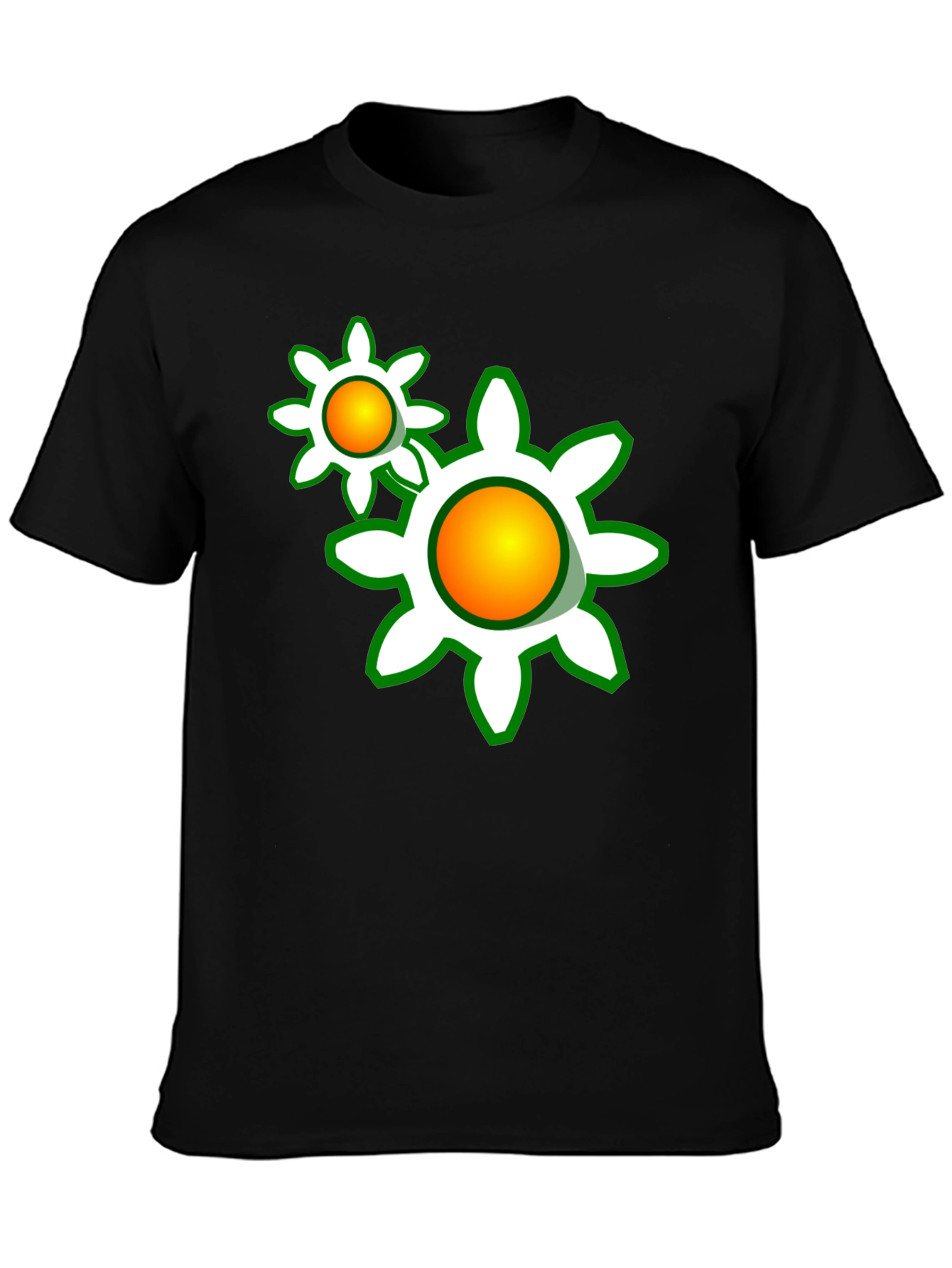 Funky Floral Graphic Tee - Black Cotton Comfort