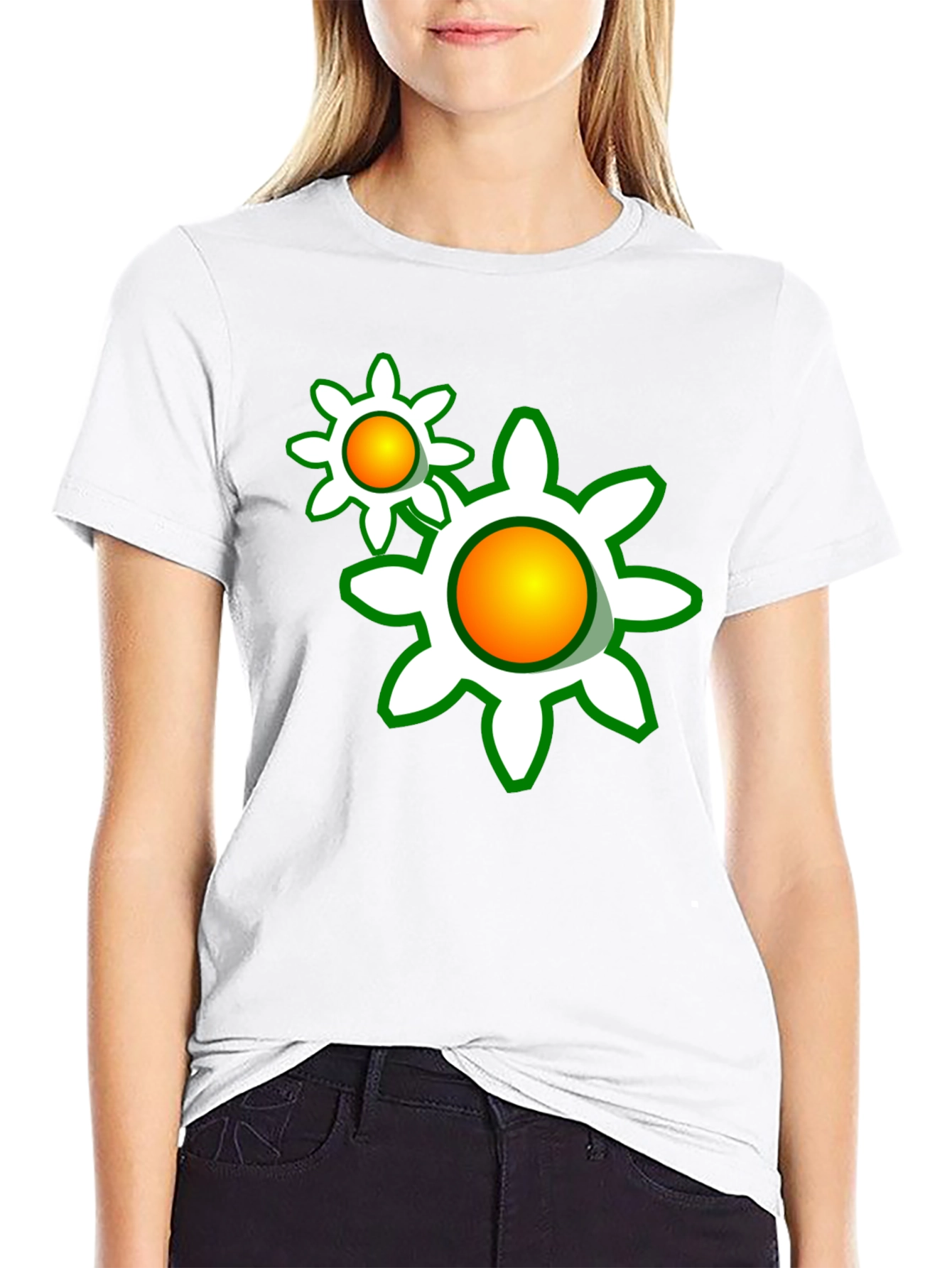 Funky Floral Graphic Tee - Black Cotton Comfort