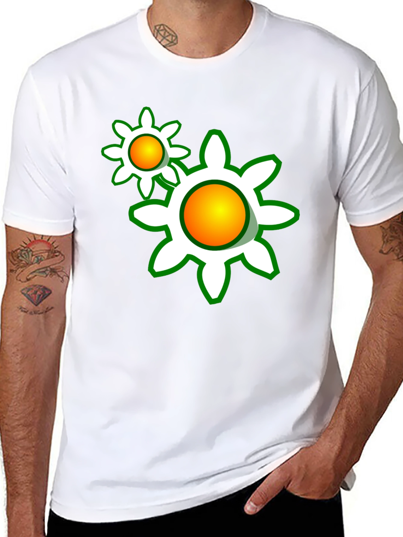 Funky Floral Graphic Tee - Black Cotton Comfort