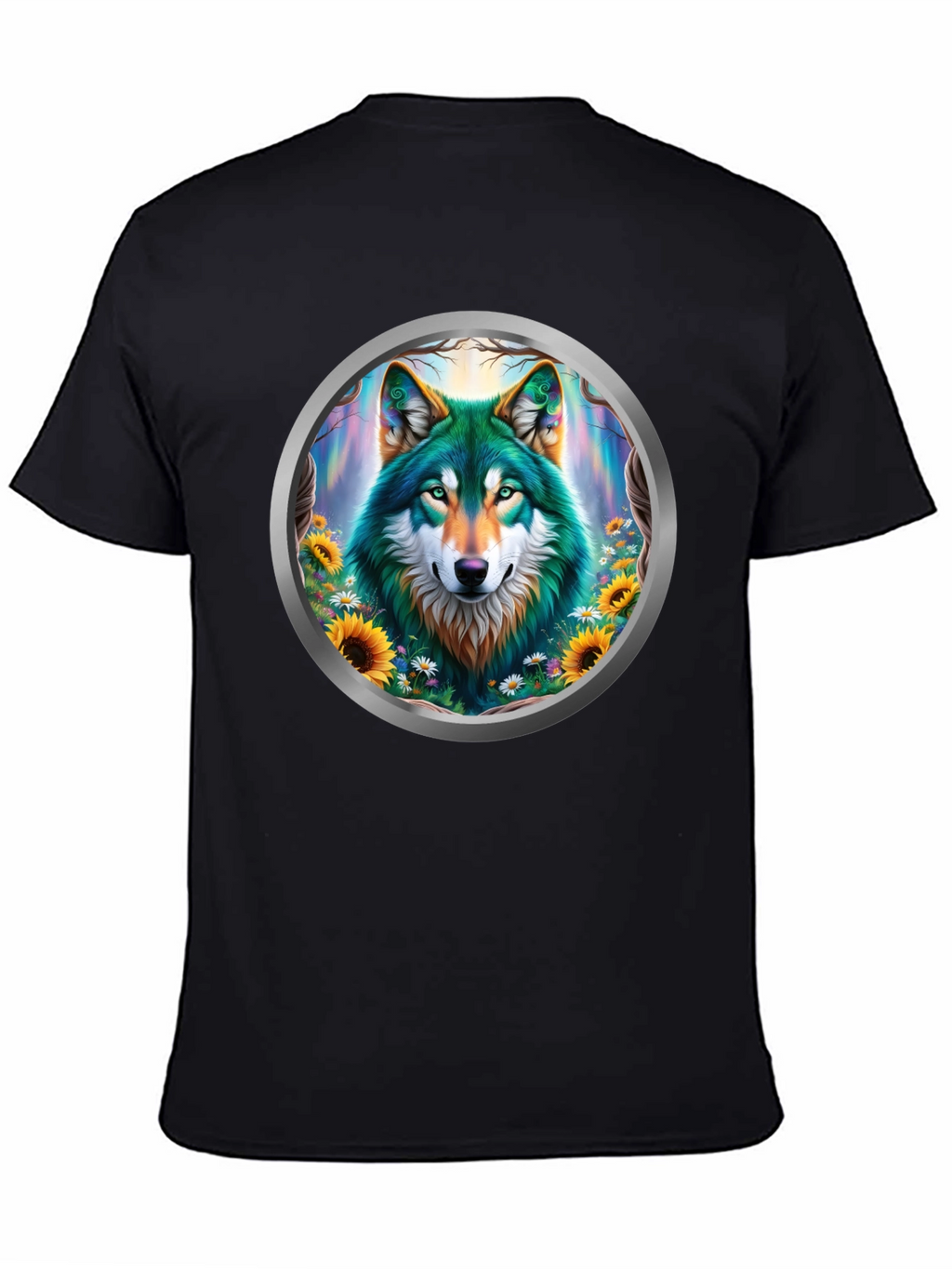 Wolf Circle Graphic T-Shirt - Nature Art
